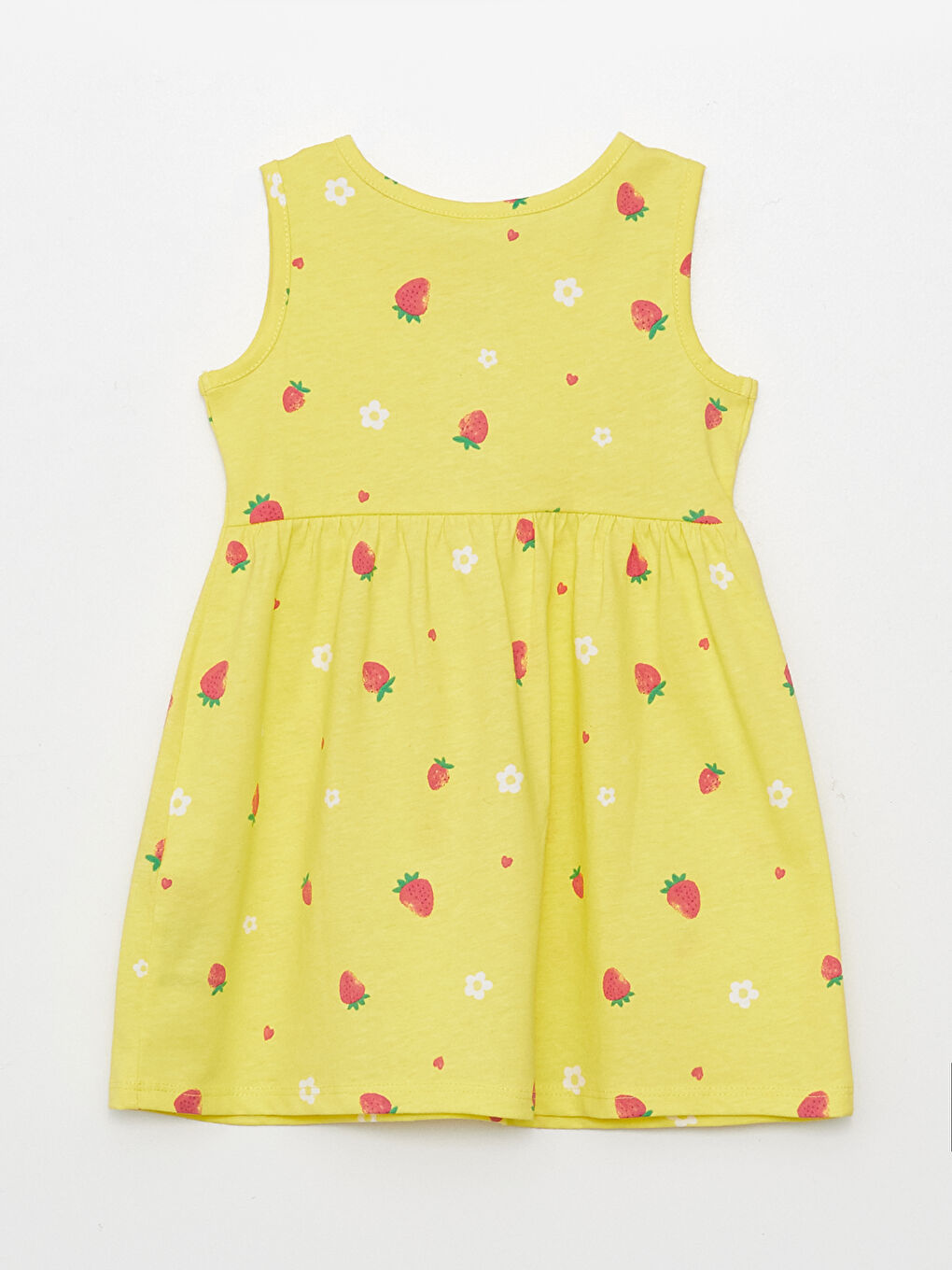 Sarı Bisiklet Yaka Desenli Kız Bebek Elbise-1