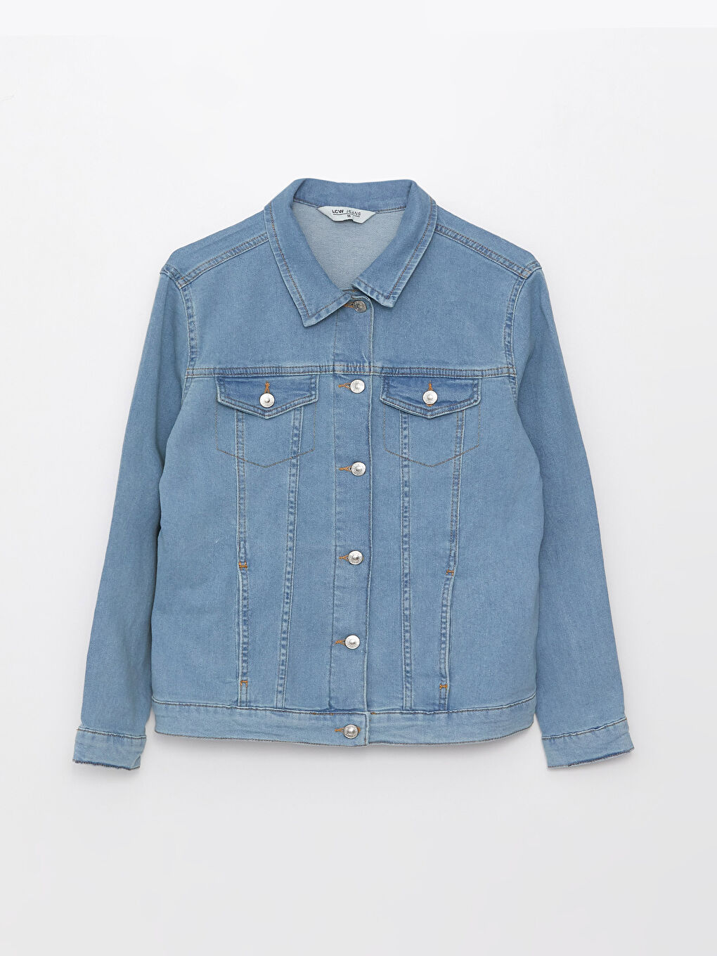 İndigo Gömlek Yaka Kadın Jean Ceket-5