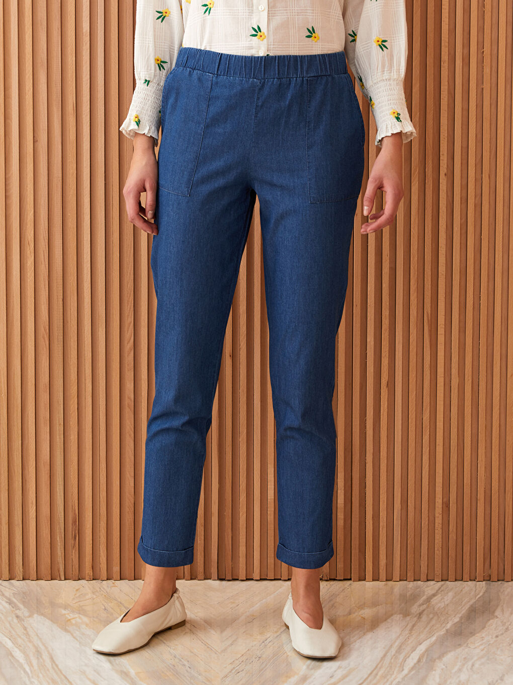 LCW Modest Koyu Rodeo Kadın Slouchy Düz Jean Pantolon - 3