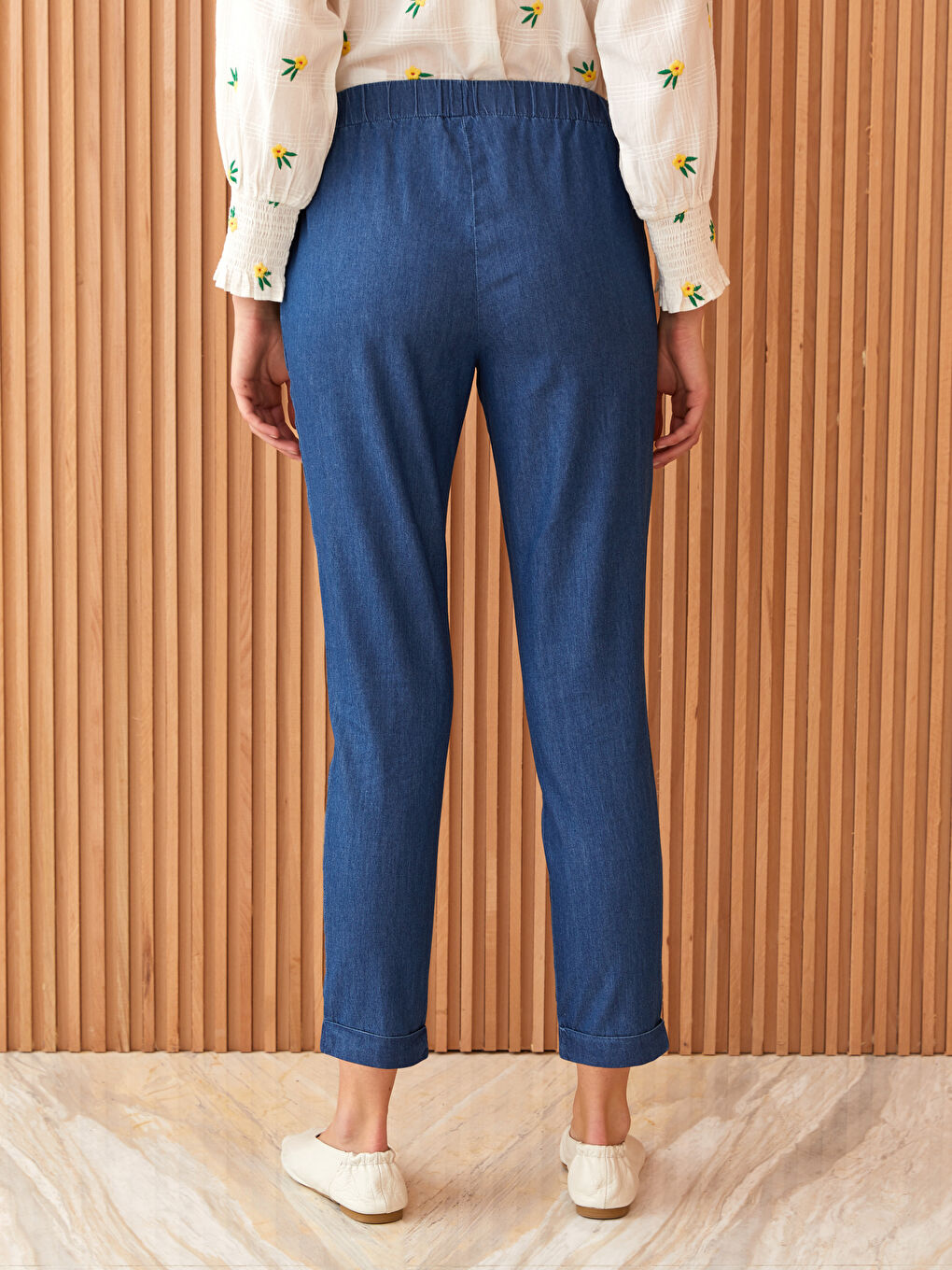 LCW Modest Koyu Rodeo Kadın Slouchy Düz Jean Pantolon - 4