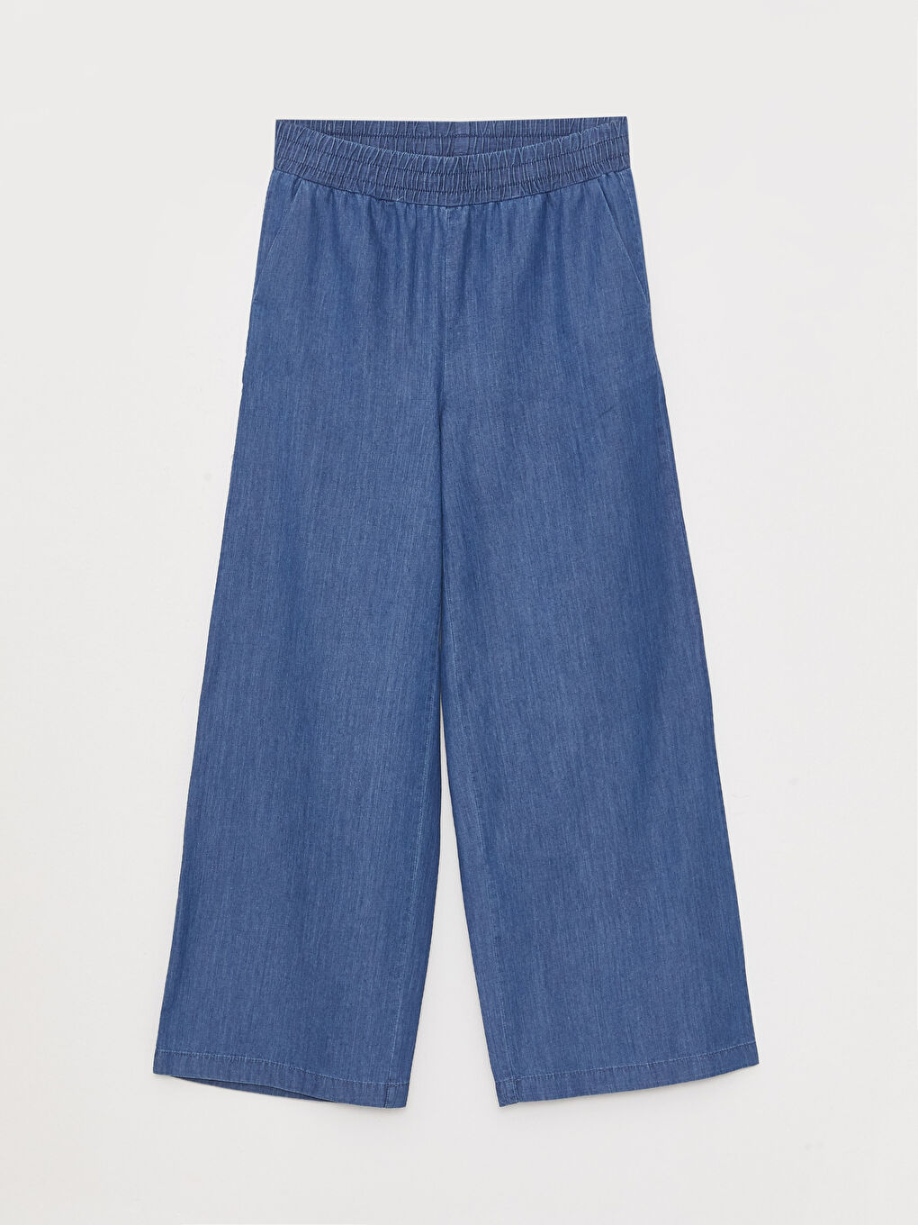 Women's Elastic Waist Wideleg Straight Jean Trousers-5