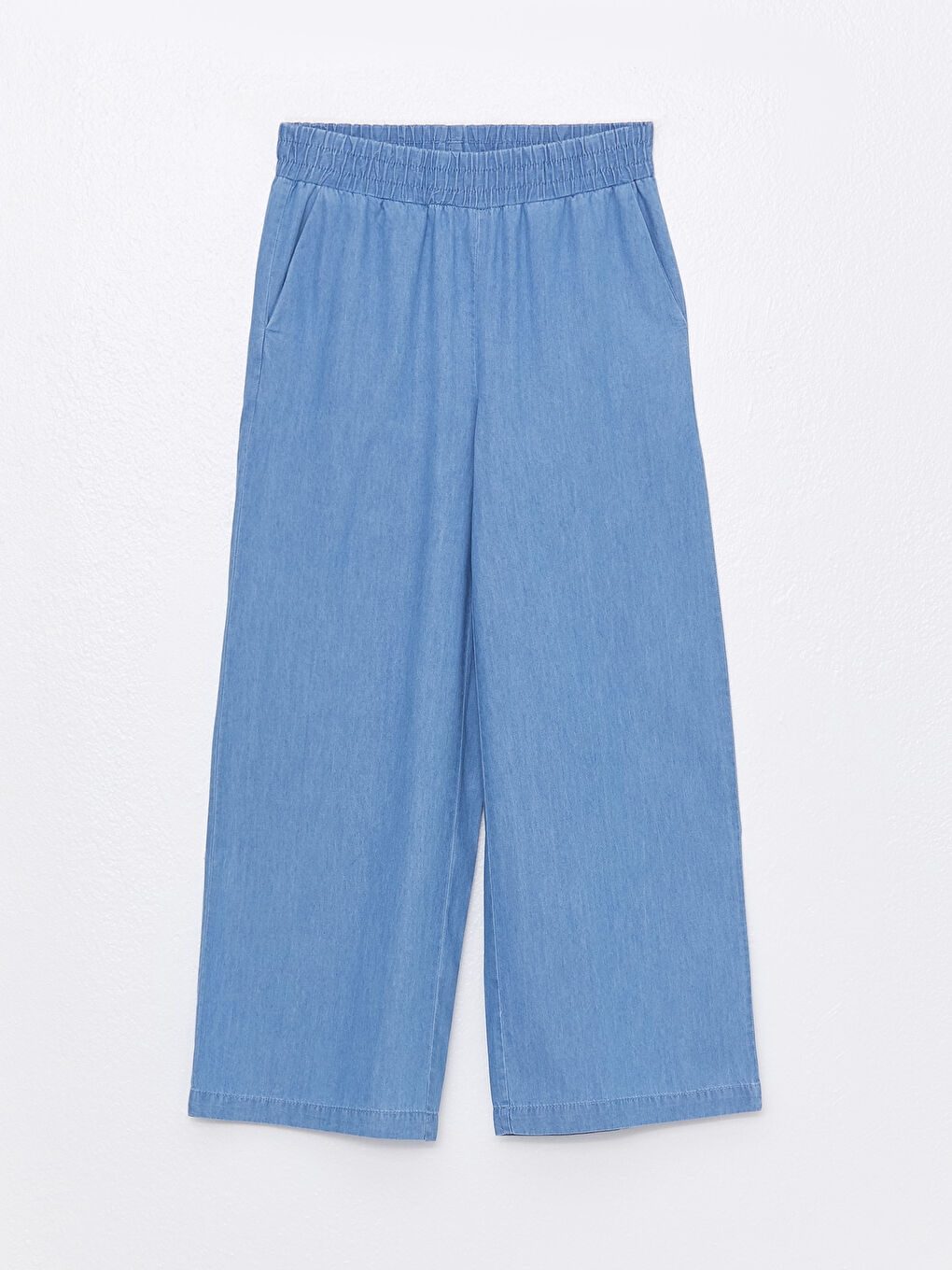 بنطلون جينز واسع الساق بوسط مطاطي للسيدات-5