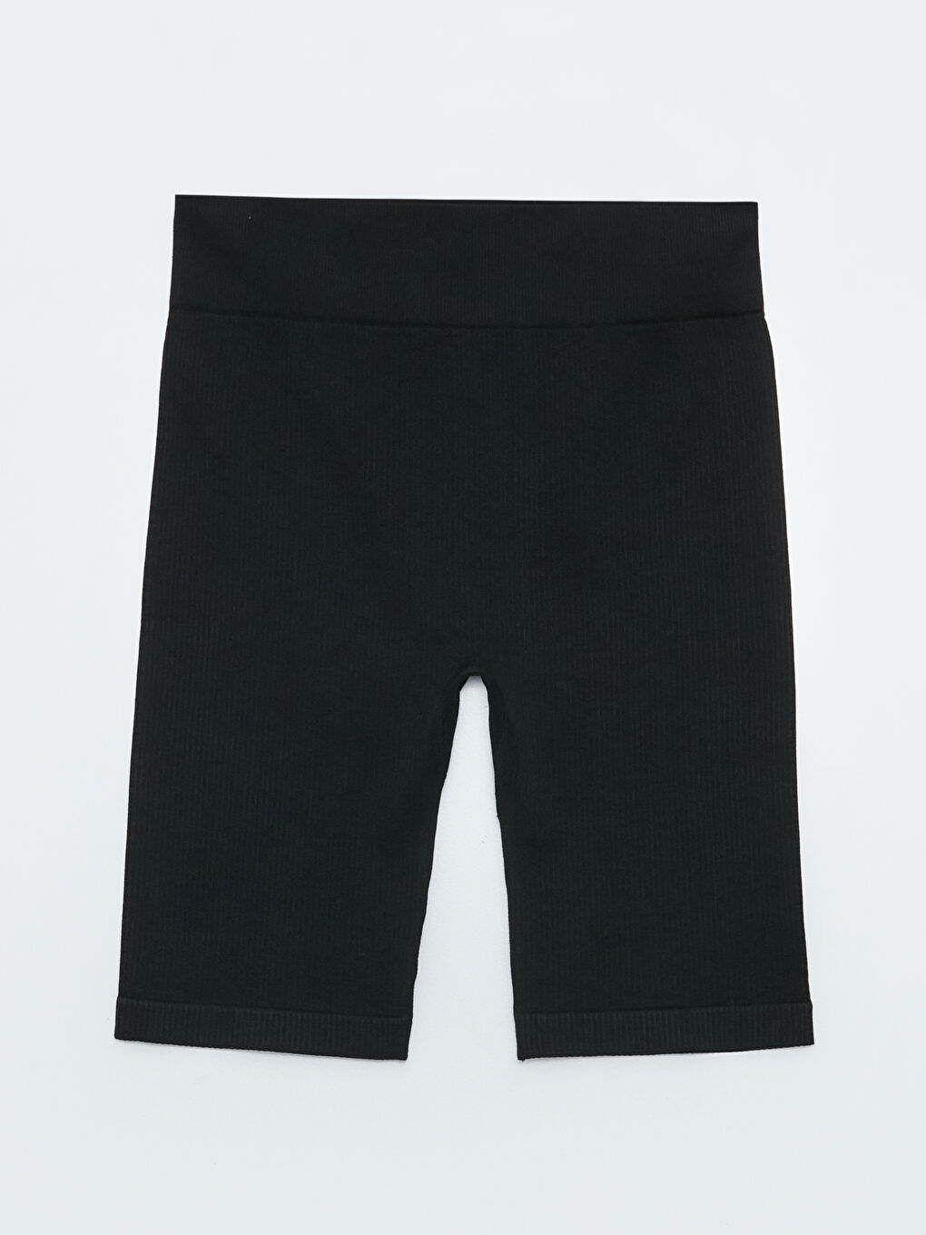 Siyah Beli Lastikli Düz Seamless Kadın Şort Tayt-4