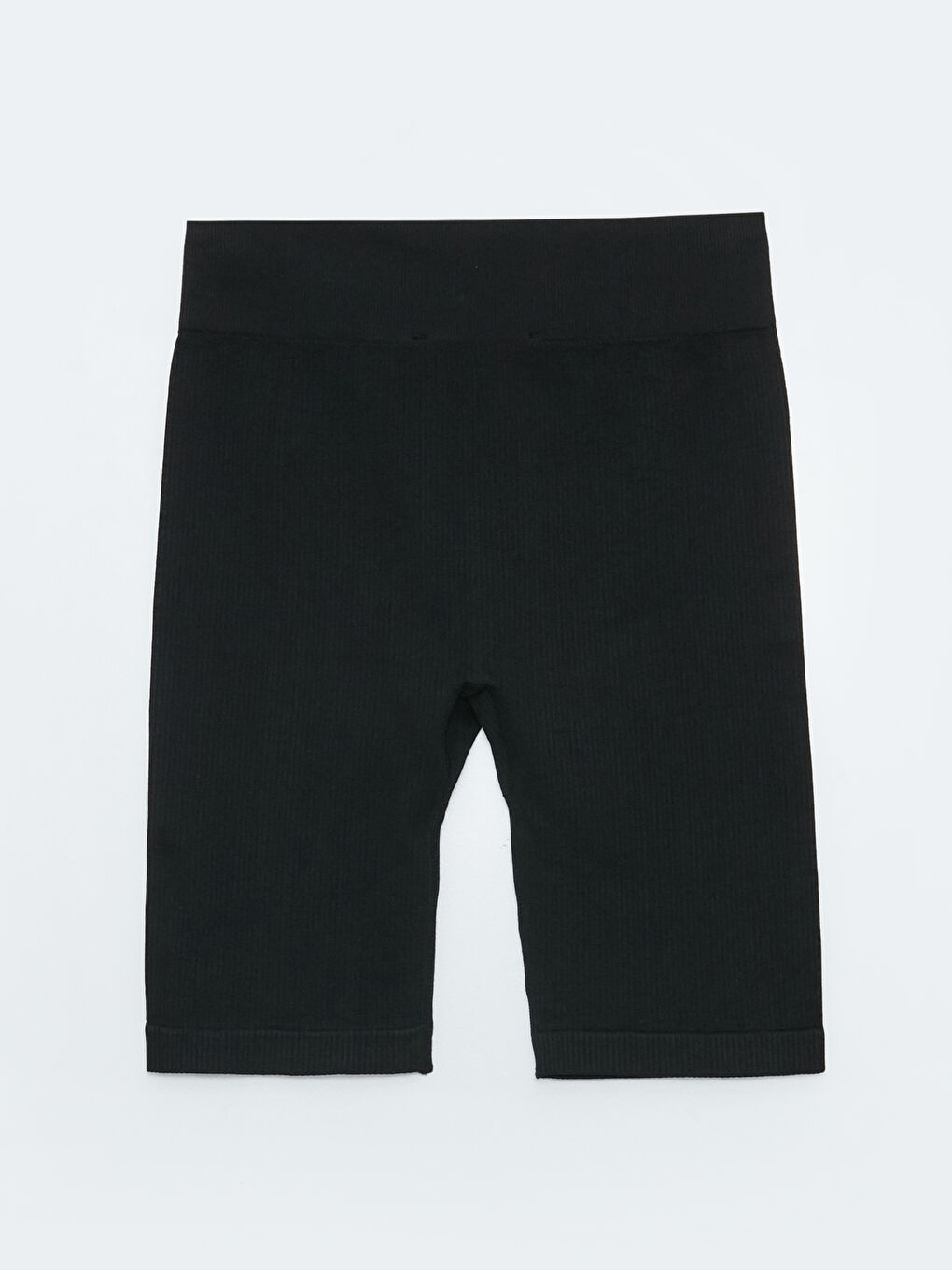 Siyah Beli Lastikli Düz Seamless Kadın Şort Tayt-5