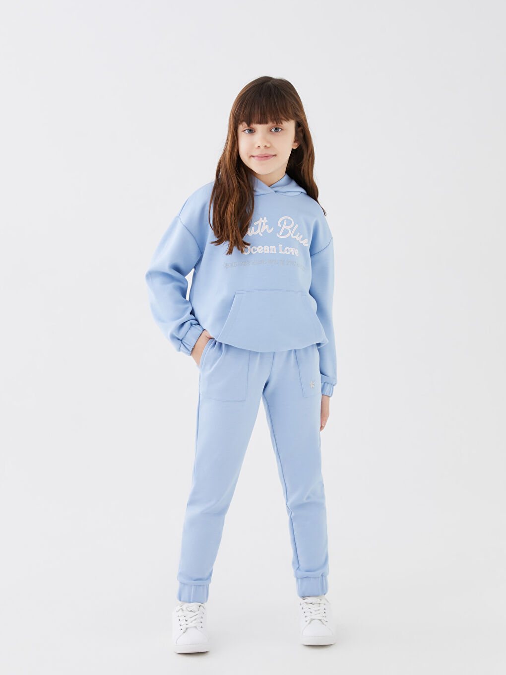 Elastic Waist Embroidery Detailed Girl Jogger Sweatpants-1