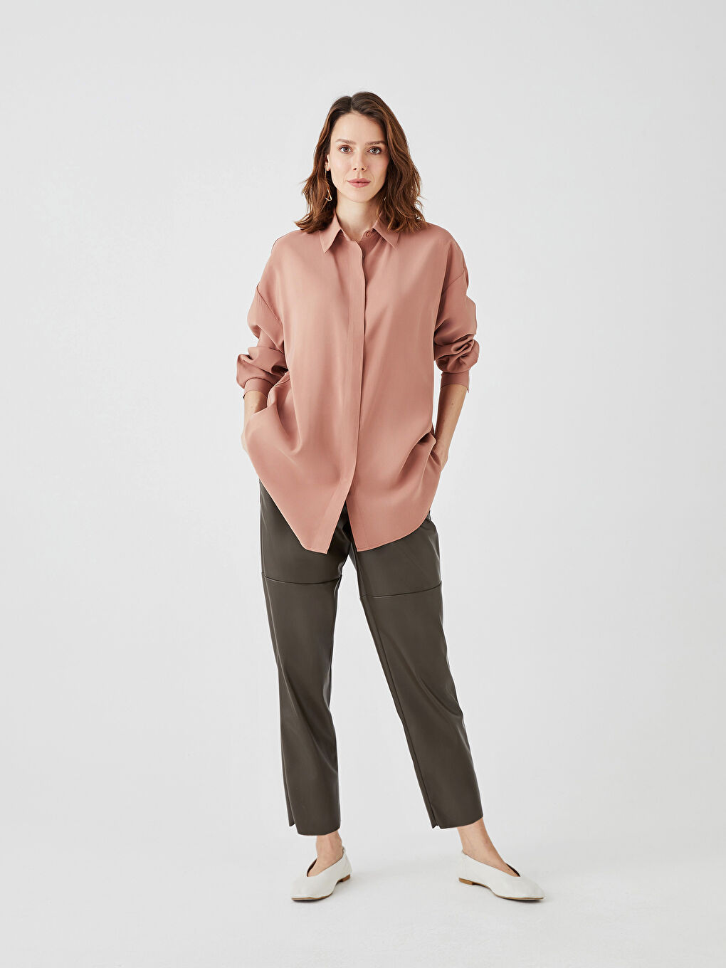 әйелдерге арналған өрнексіз ұзын жең жейде туника-2