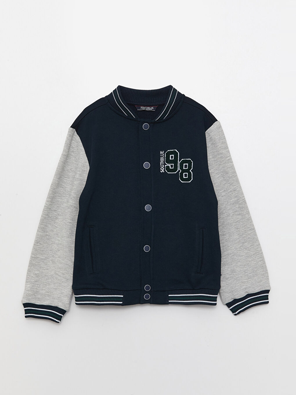 Lacivert Nakışlı Uzun Kollu Erkek Çocuk Kolej Ceket-2