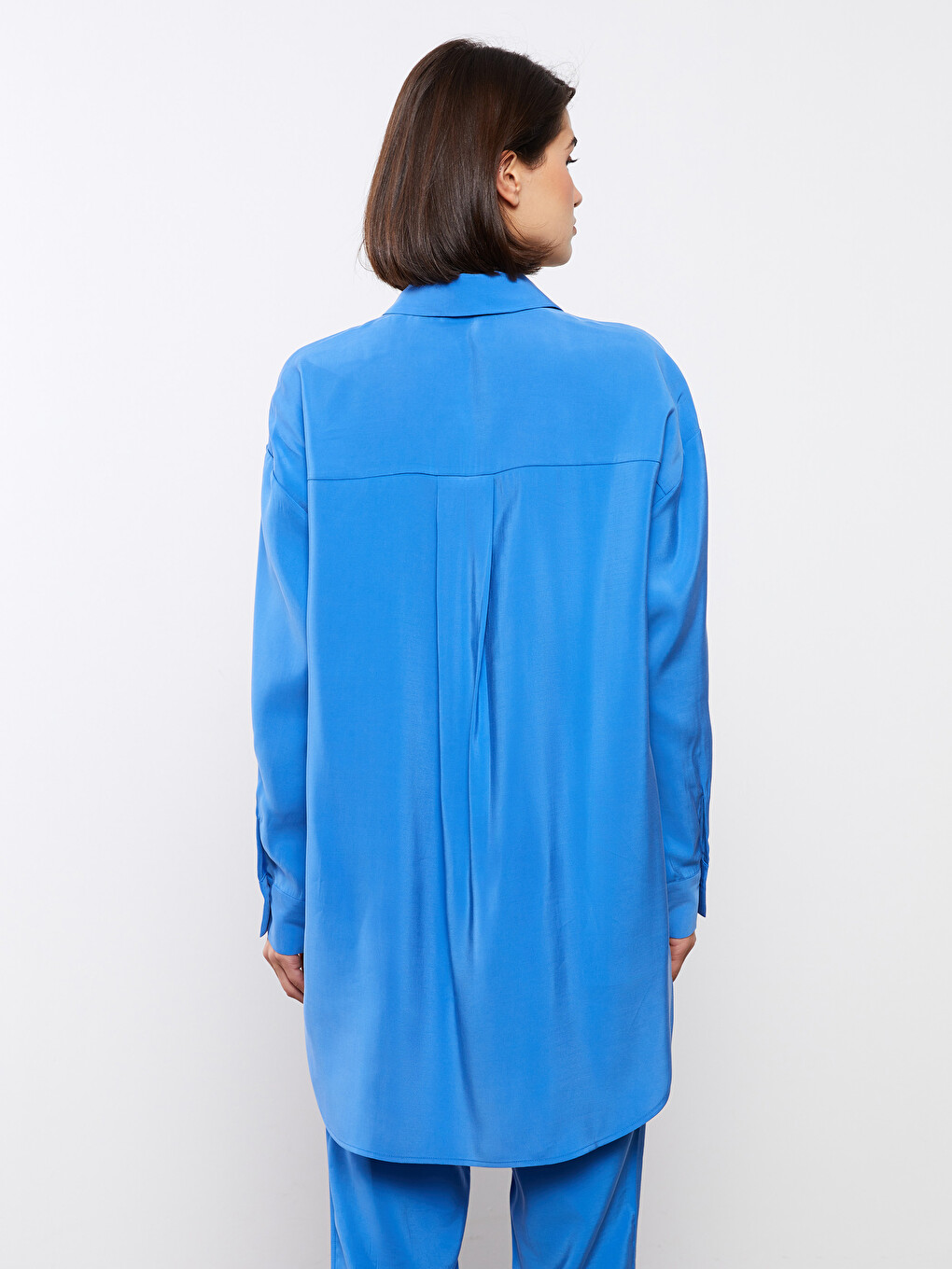 Düz Uzun Kollu Kadın Gömlek Tunik-4