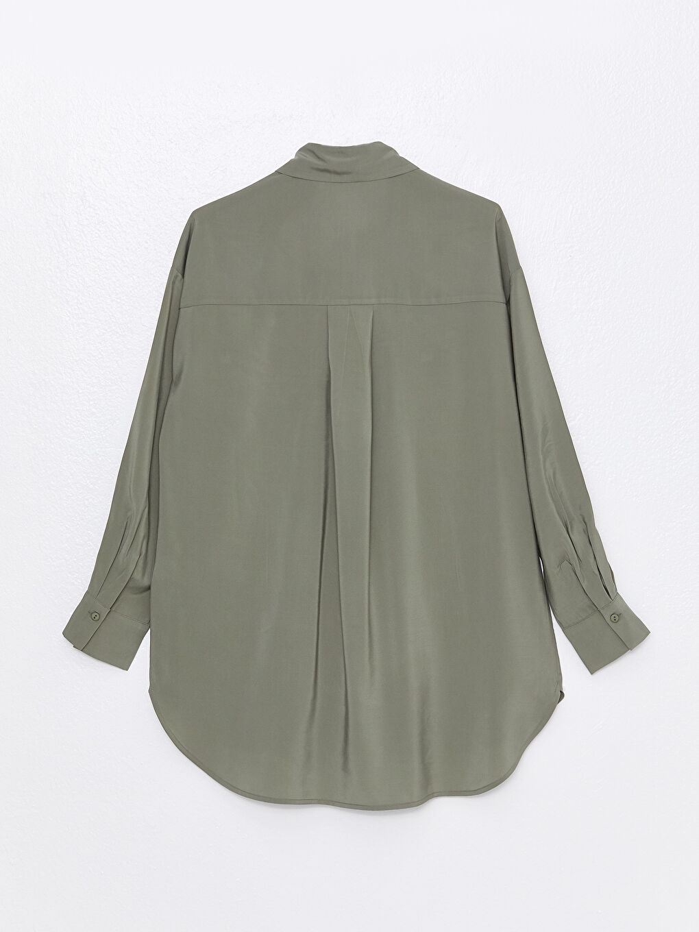 Haki Düz Uzun Kollu Kadın Gömlek Tunik-6