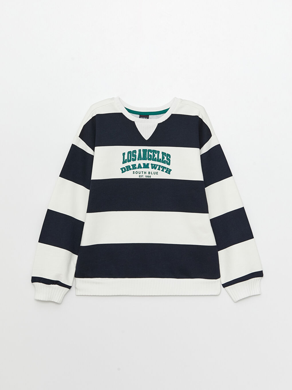 Crew Neck Striped Long Sleeve Girls' Sweatshirt-2