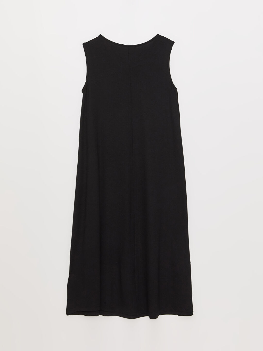 Siyah Bisiklet Yaka Düz A Kesim Elbise-6