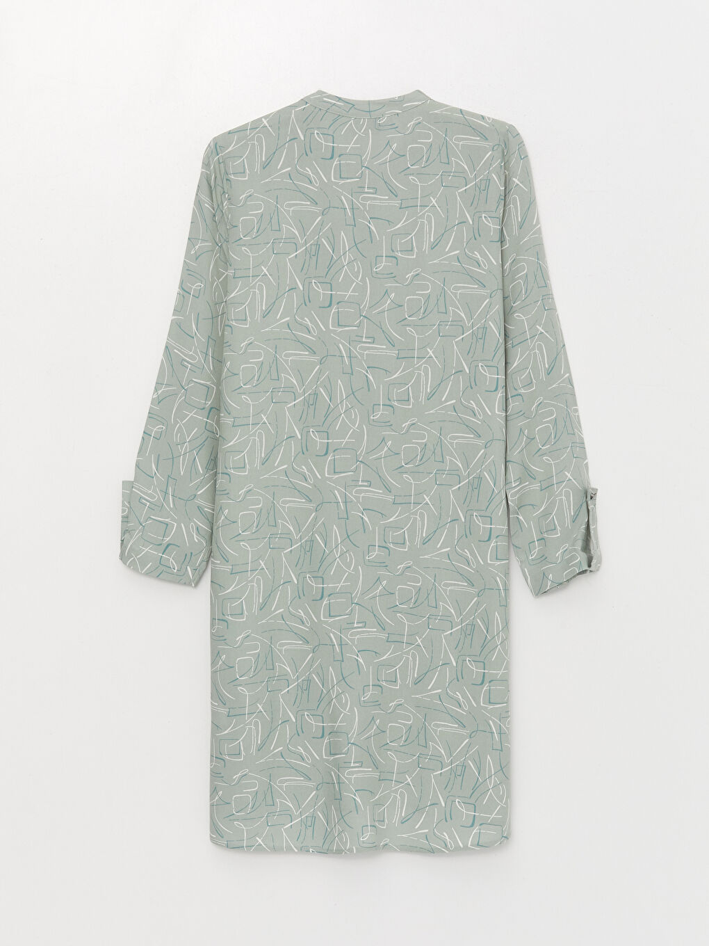 Yeşil Hakim Yaka Desenli Uzun Kollu Kadın Tunik-6