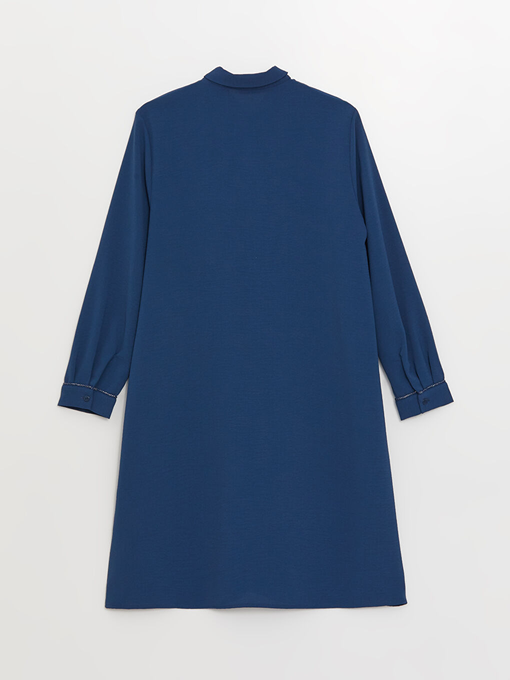 İndigo Düz Uzun Kollu Kadın Gömlek Tunik-6