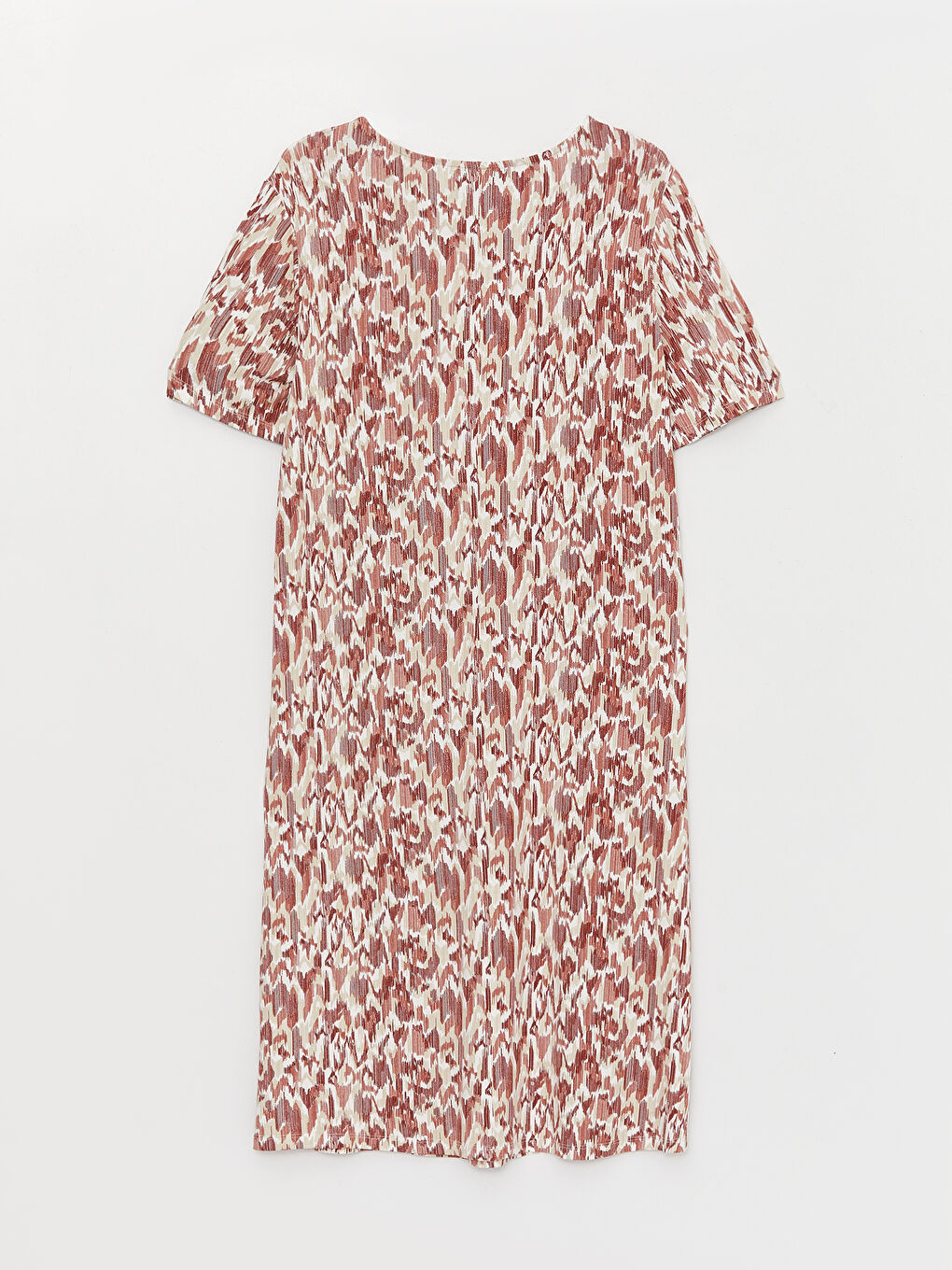 LCW Grace Crew Neck Patterned Short Sleeve A-Cut Women's Dress -S3AL76Z8-LSR