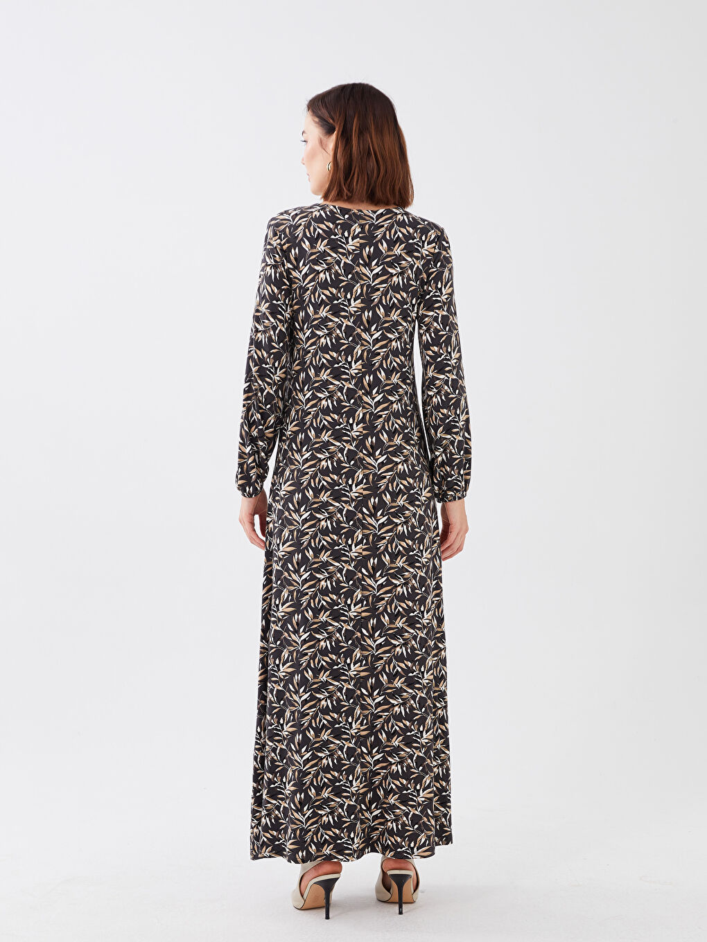 LCW Grace Crew Neck Patterned Long Sleeve A-Line Women's