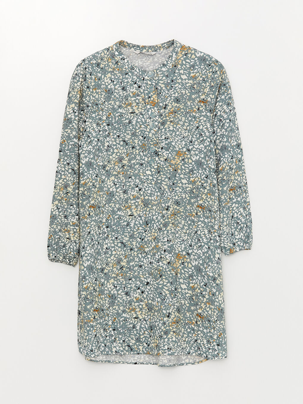 Yeşil Bisiklet Yaka Desenli Uzun Kollu Kadın Tunik-4