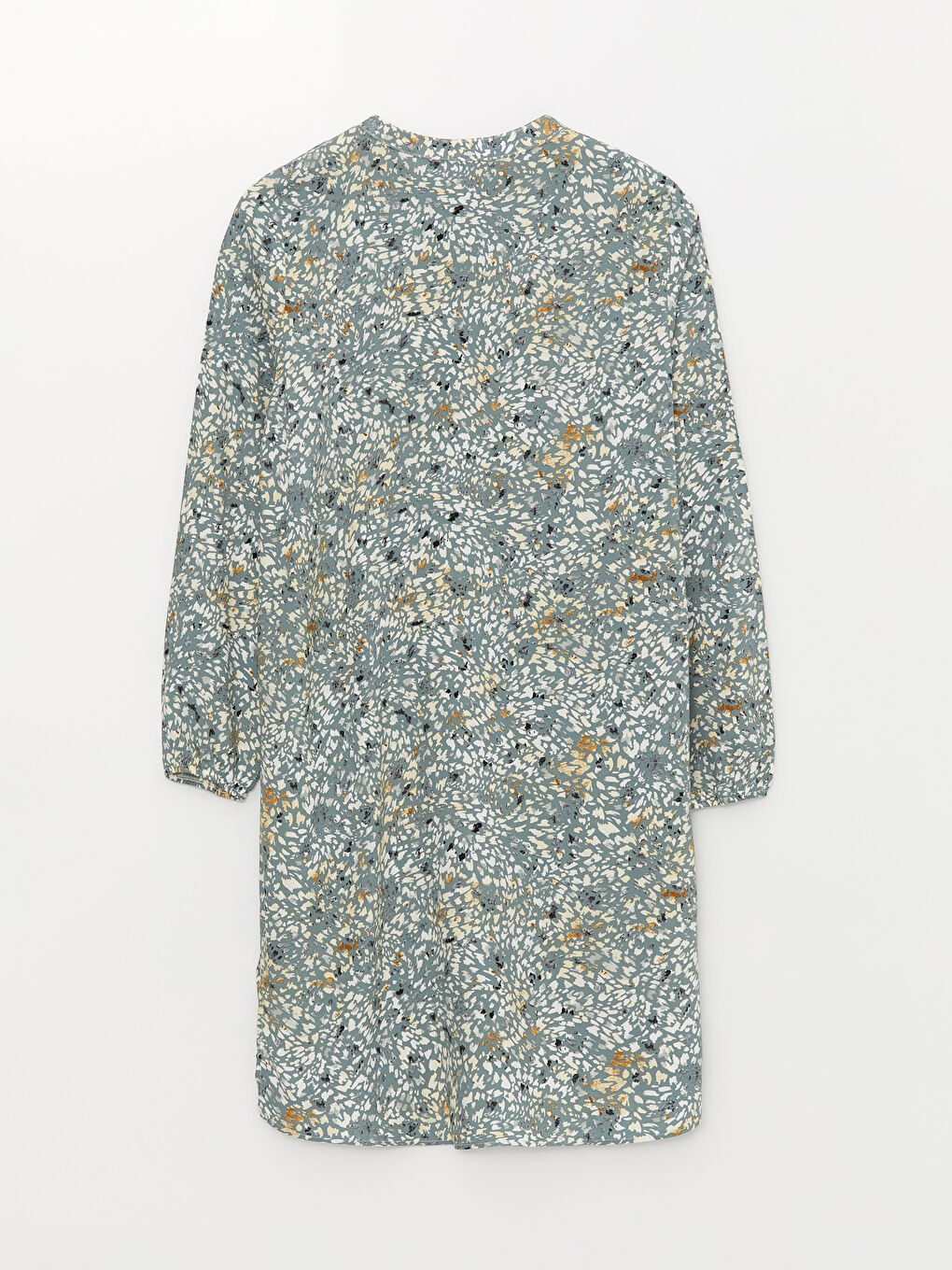 Yeşil Bisiklet Yaka Desenli Uzun Kollu Kadın Tunik-5