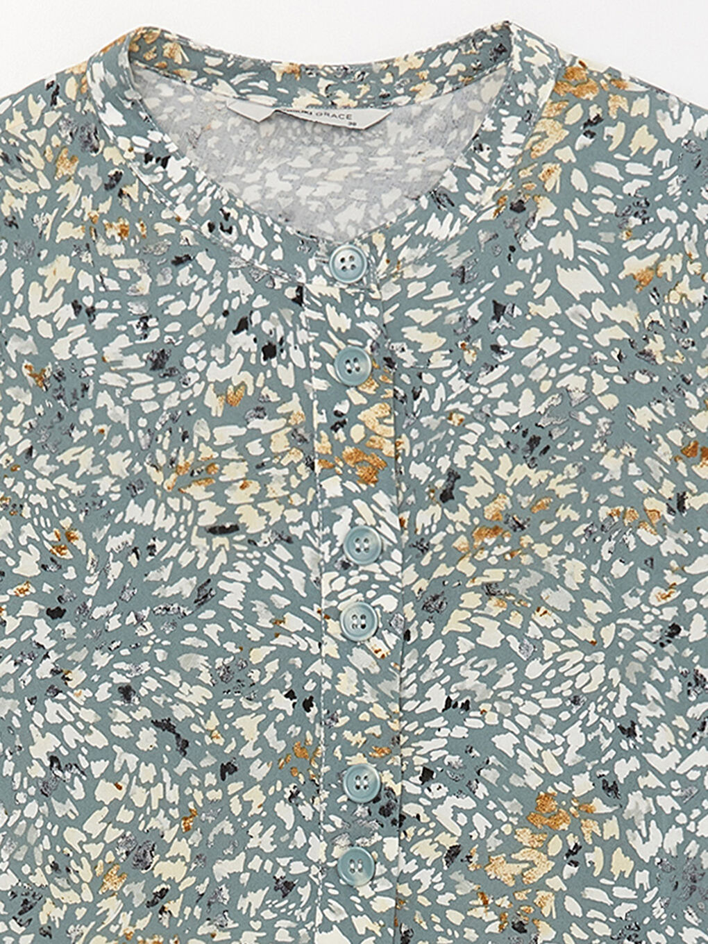 Yeşil Bisiklet Yaka Desenli Uzun Kollu Kadın Tunik-6