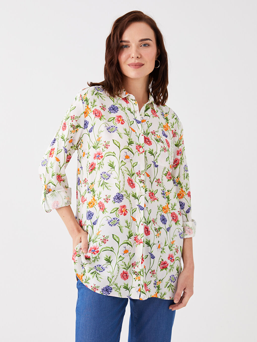 Karışık Desenli Kadın Gömlek Tunik