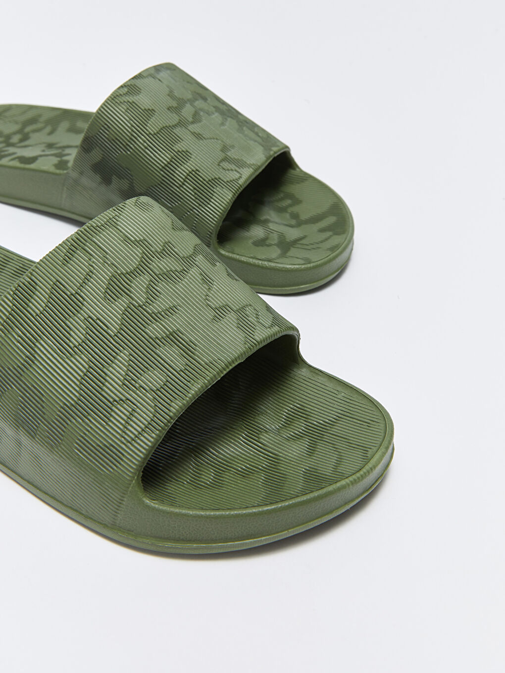 Haki Desenli Tek Bantlı Erkek Terlik-5