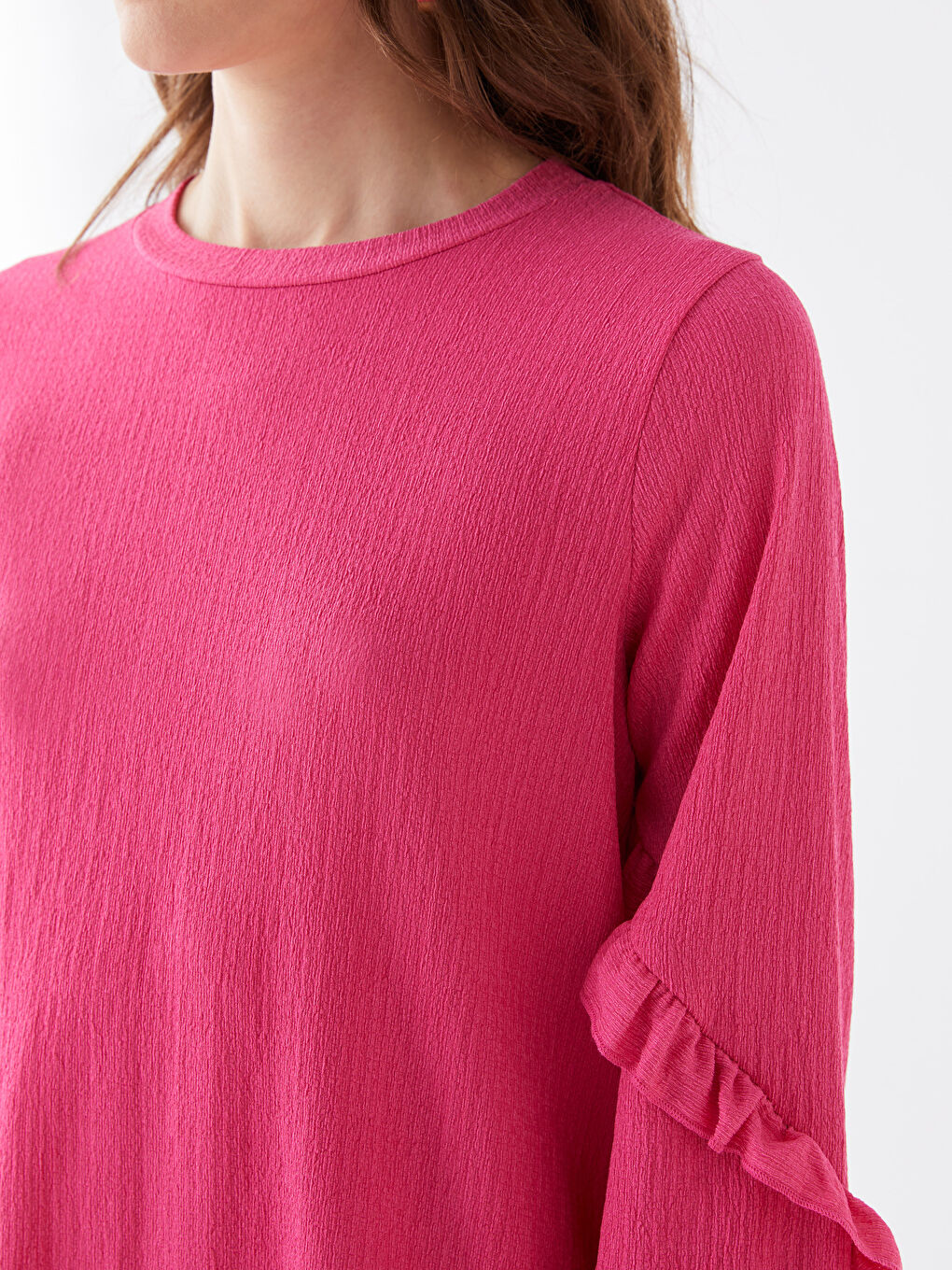 LCWAIKIKI Classic Women's Crew Neck Straight Long Sleeve Tunic -S3AN44Z8-GTL
