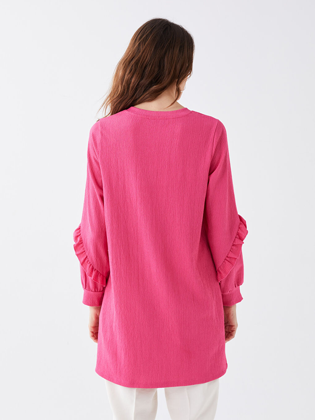 LCWAIKIKI Classic Women's Crew Neck Straight Long Sleeve Tunic -S3AN44Z8-GTL