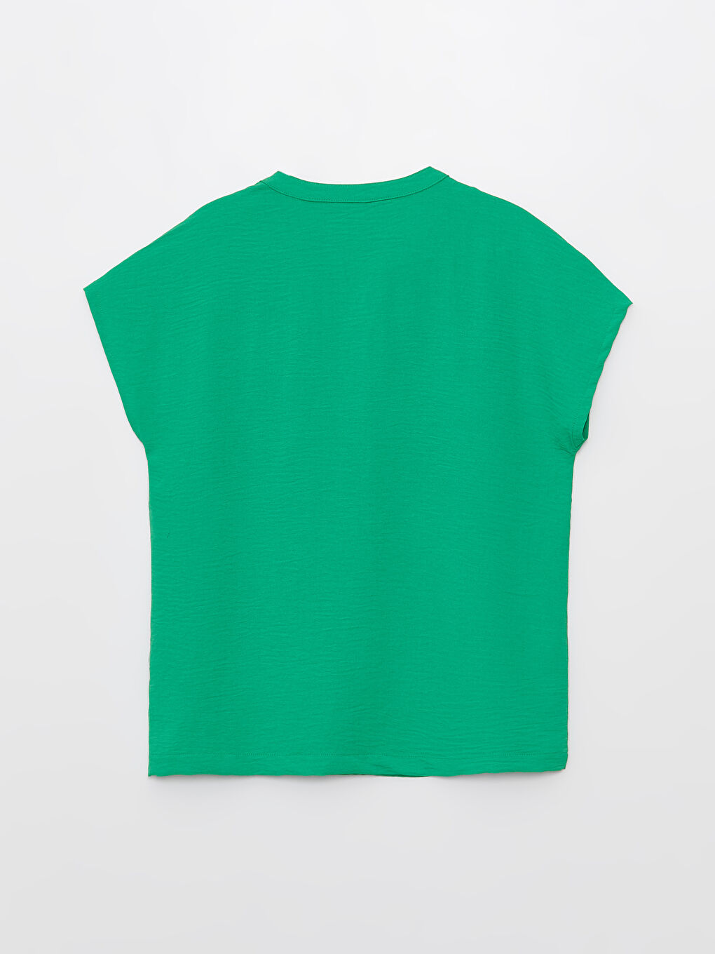 Yeşil Kaçık Yaka Düz Kısa Kollu Aerobin Kadın Bluz-6