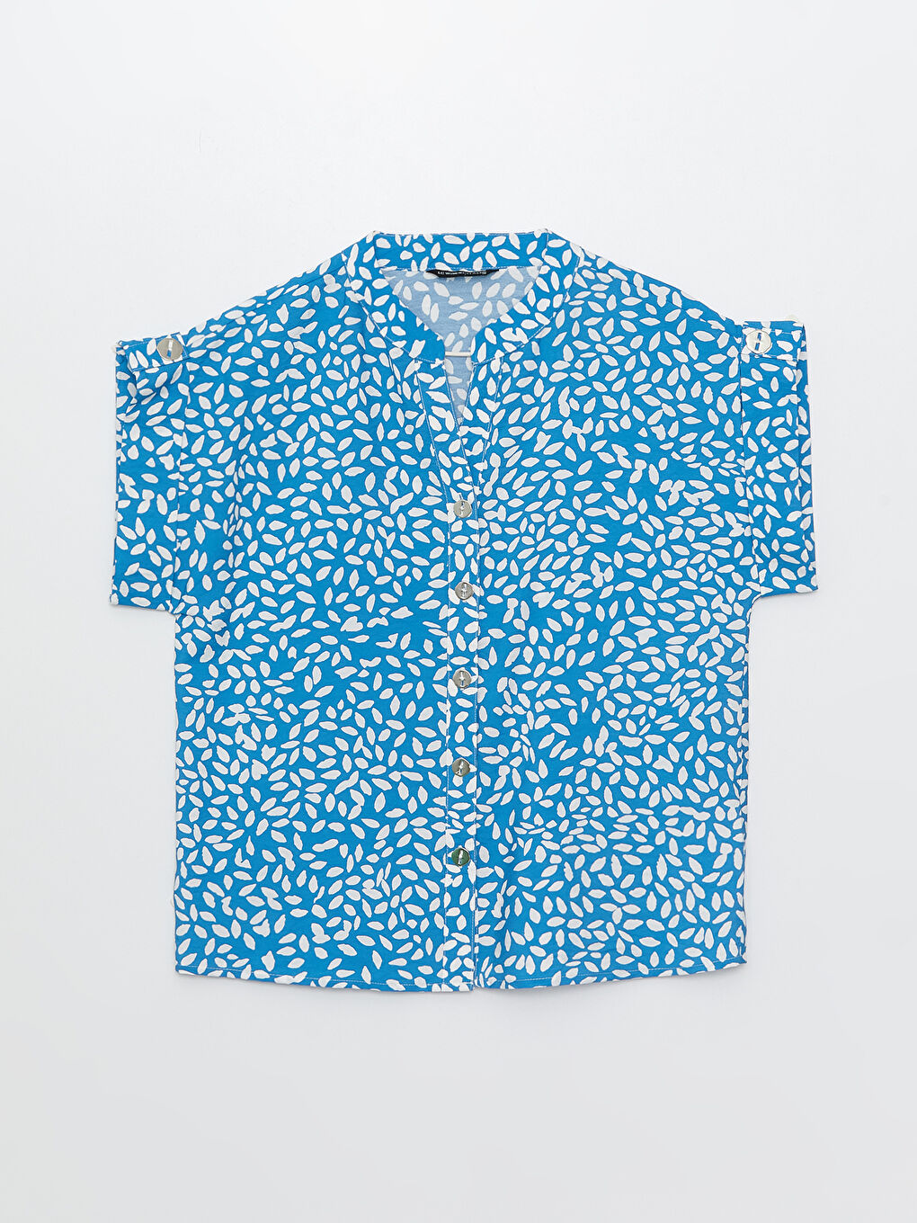 Рубашка с вырезом Хенли, в горошек, с коротким рукавом для женщин-5