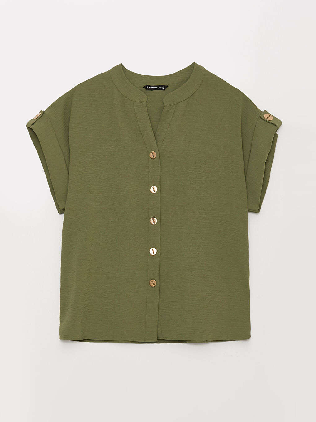 LCWAIKIKI Classic Henley-Ausschnitt Kurzarm Aerobin Damenhemd -S3AN50Z8-SYJ