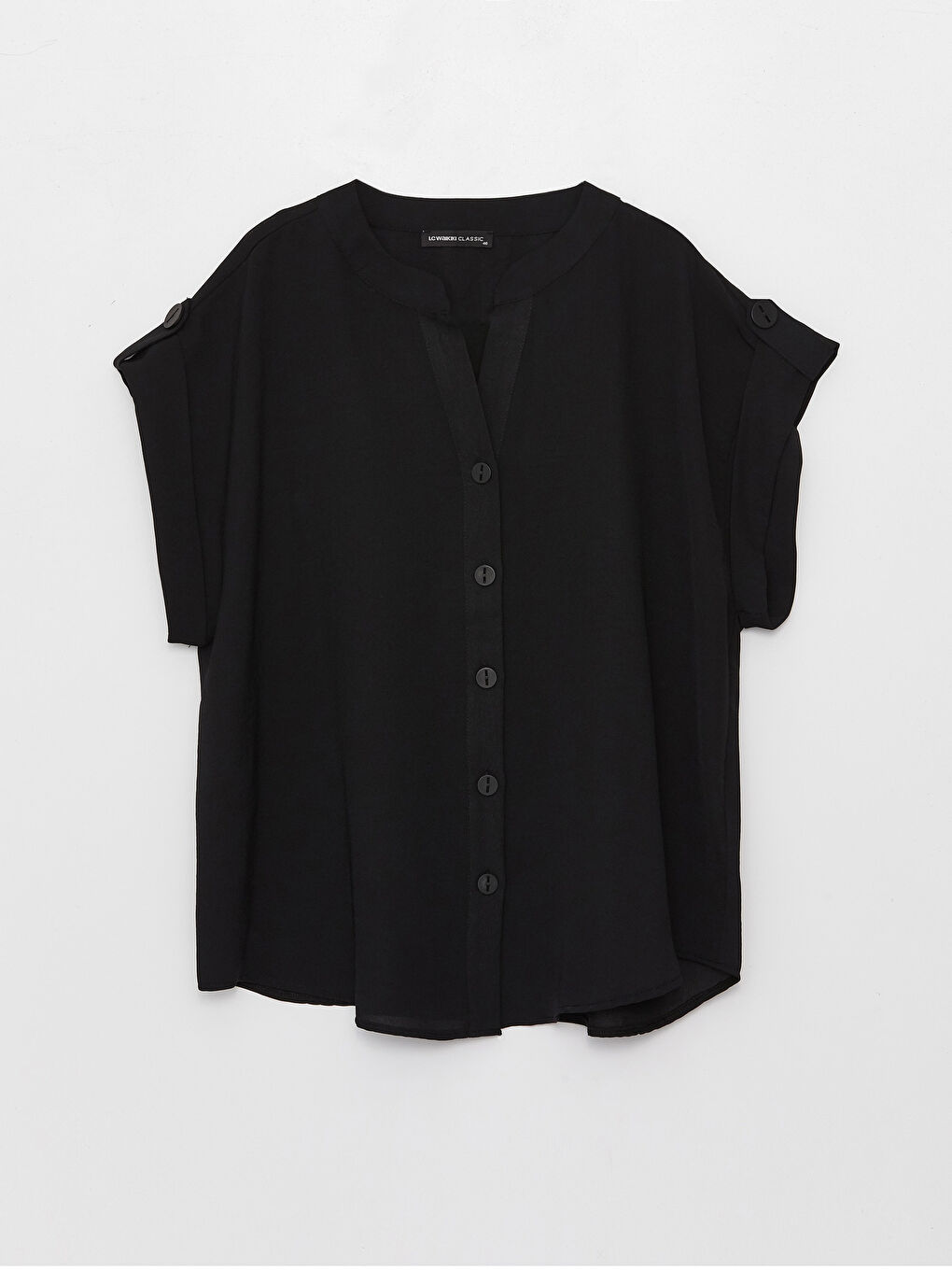 Cămașă Aerobin cu Mânecă Scurtă și Decolteu Henley pentru Femei