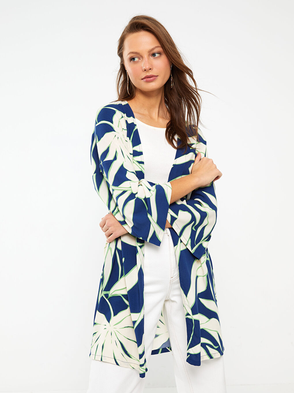 Shawl Collar Patterned Women's Kimono -S3AN54Z8-LRR