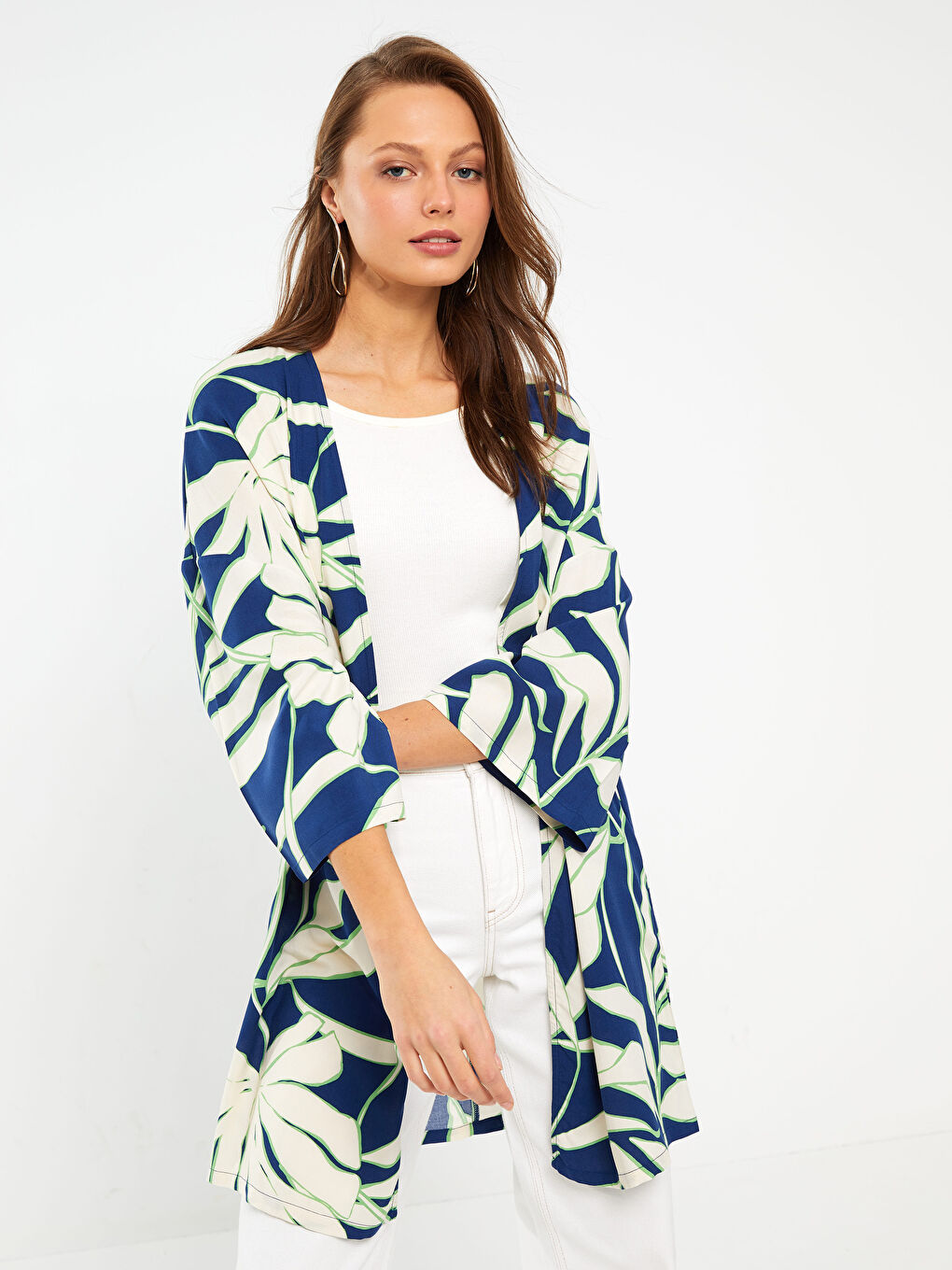 Shawl Collar Patterned Women's Kimono -S3AN54Z8-LRR