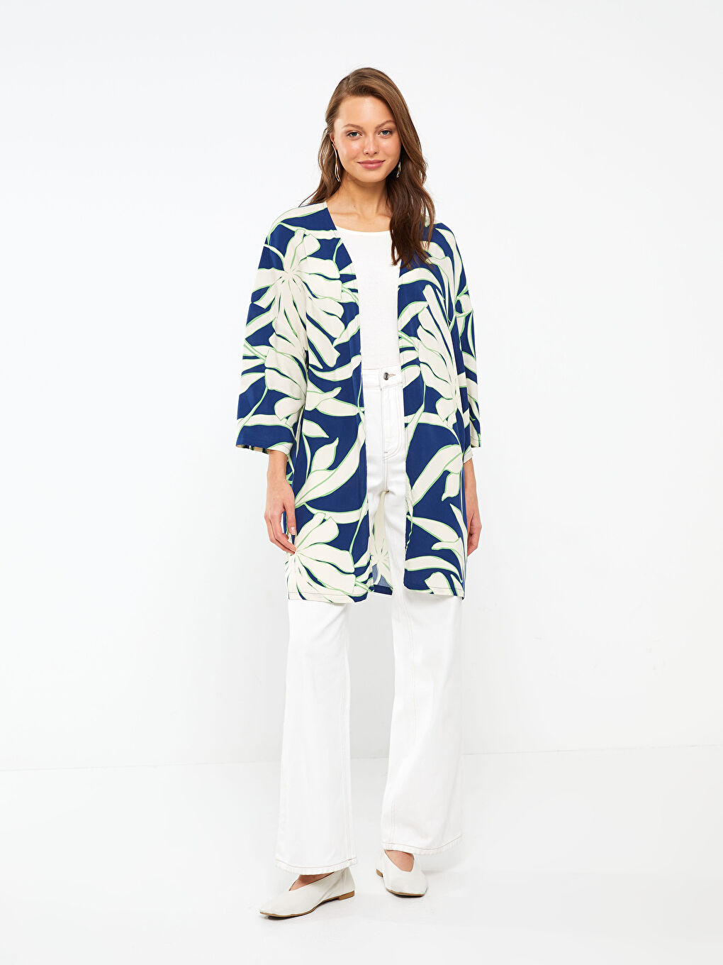 Shawl Collar Patterned Women's Kimono -S3AN54Z8-LRR