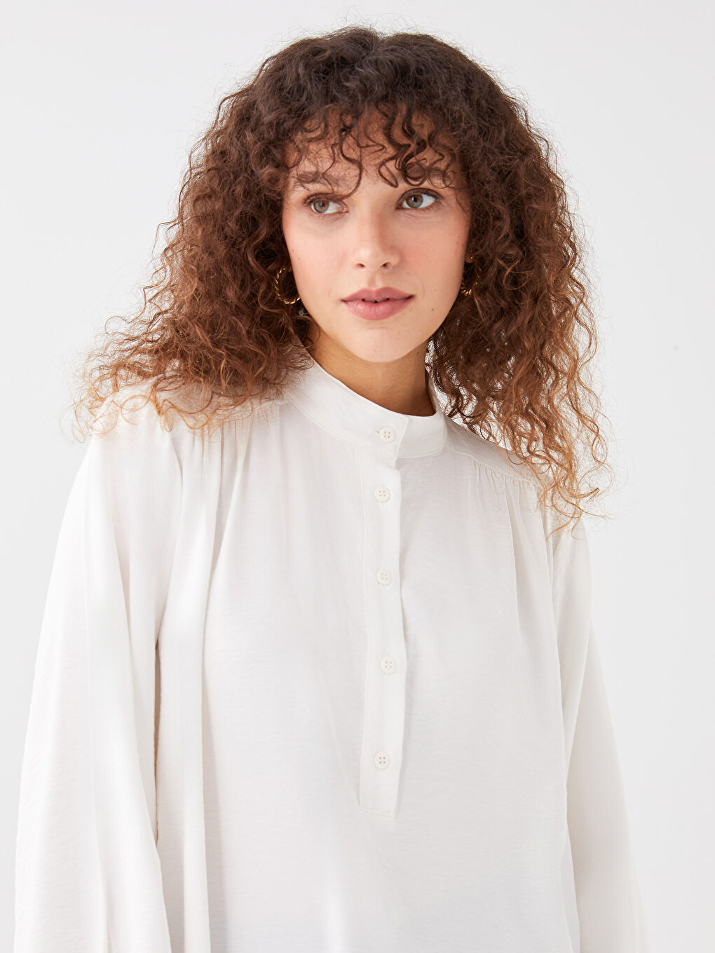 Trichterkragen Schlicht Langarm Oversize Tunika für Damen-1