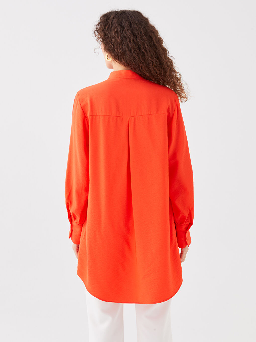 LCWAIKIKI Classic Funnel Neck Plain Long Sleeve Oversize Women's Tunic -S3AN58Z8-GWZ