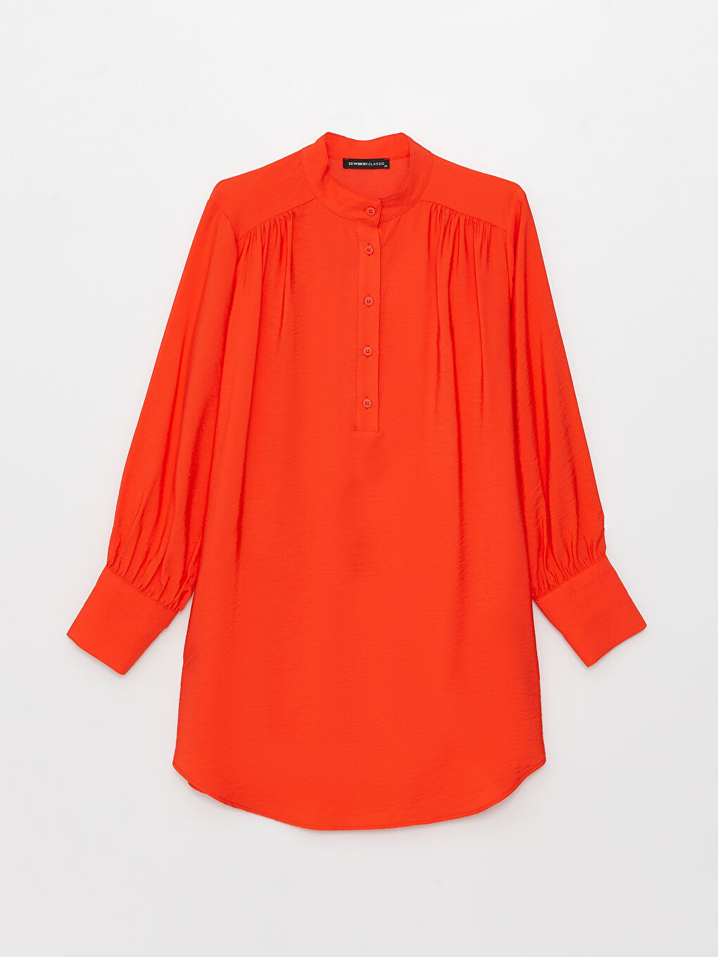 LCWAIKIKI Classic Funnel Neck Plain Long Sleeve Oversize Women's Tunic -S3AN58Z8-GWZ