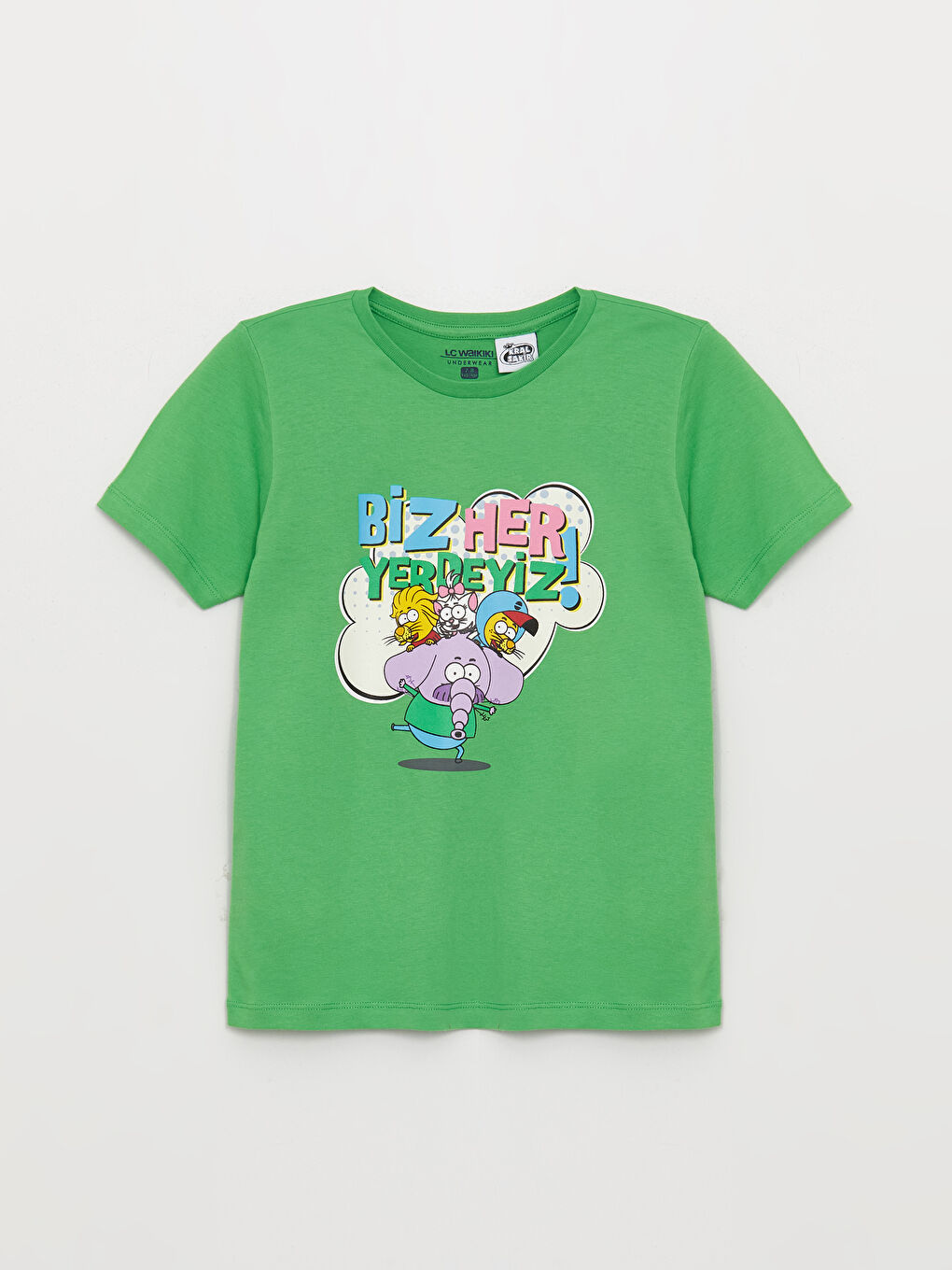 Yeşil Bisiklet Yaka Kral Şakir Baskılı Kısa Kollu Erkek Çocuk Şortlu Pijama Takımı-1