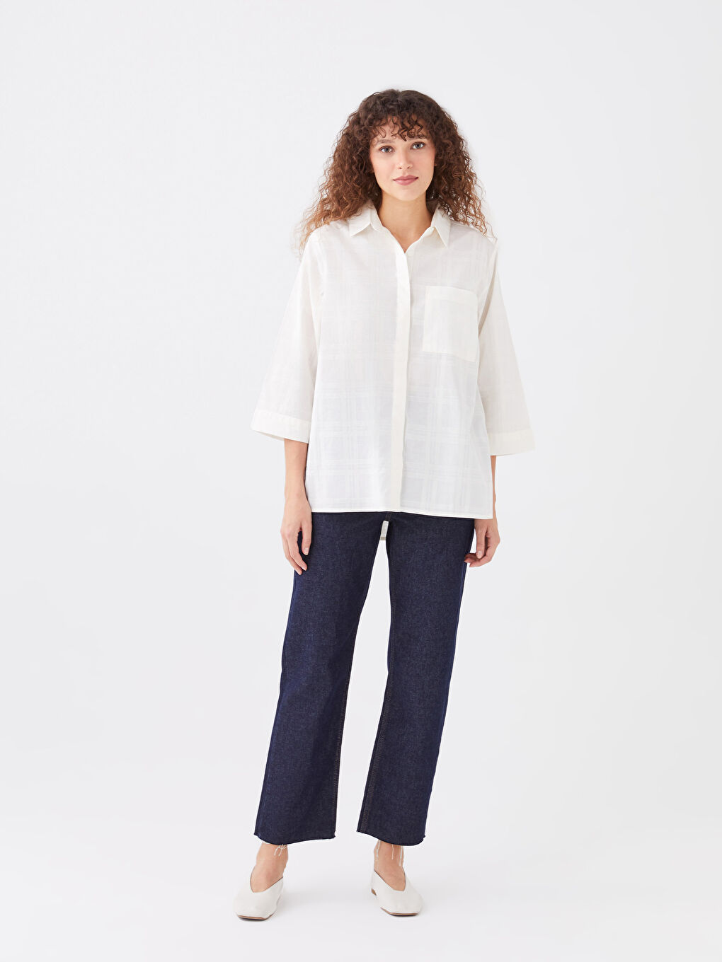 LCWAIKIKI Classic Hidden Button Closure Patterned Women's Shirt -S3AN66Z8-SJT