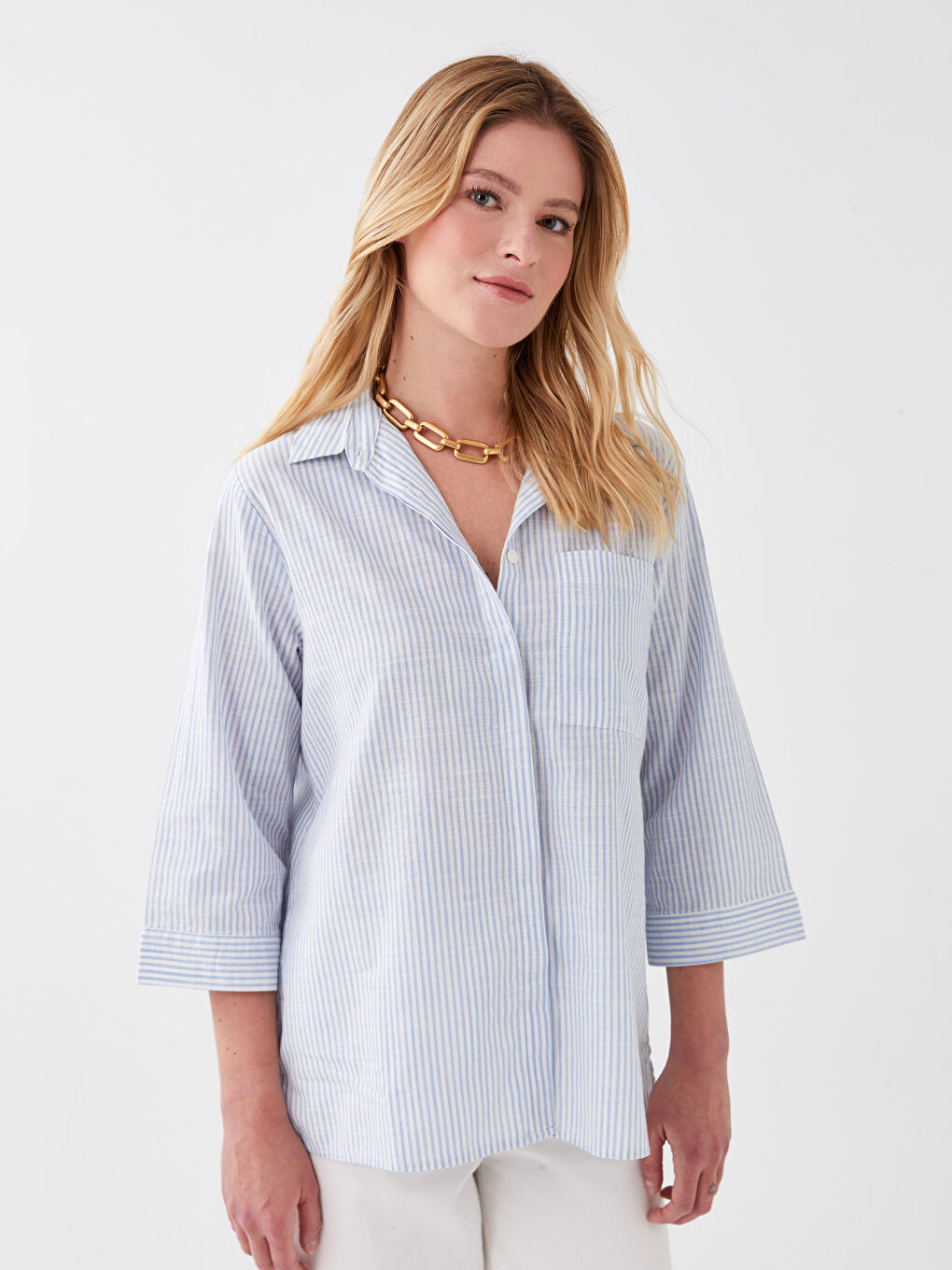 LCWAIKIKI Classic Gestreiftes Hemd für Damen -S3AN67Z8-LEN