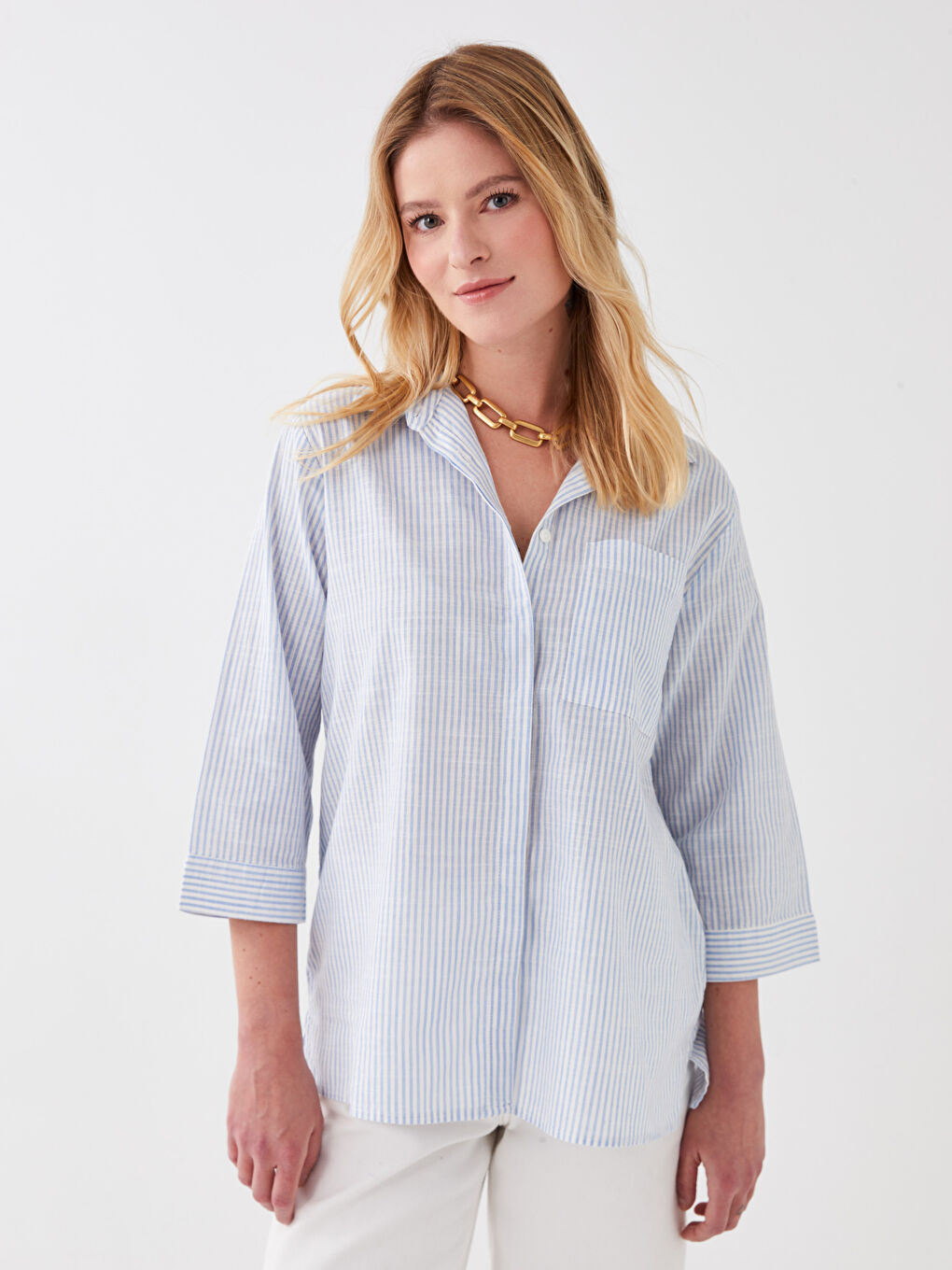 LCWAIKIKI Classic Gestreiftes Hemd für Damen -S3AN67Z8-LEN