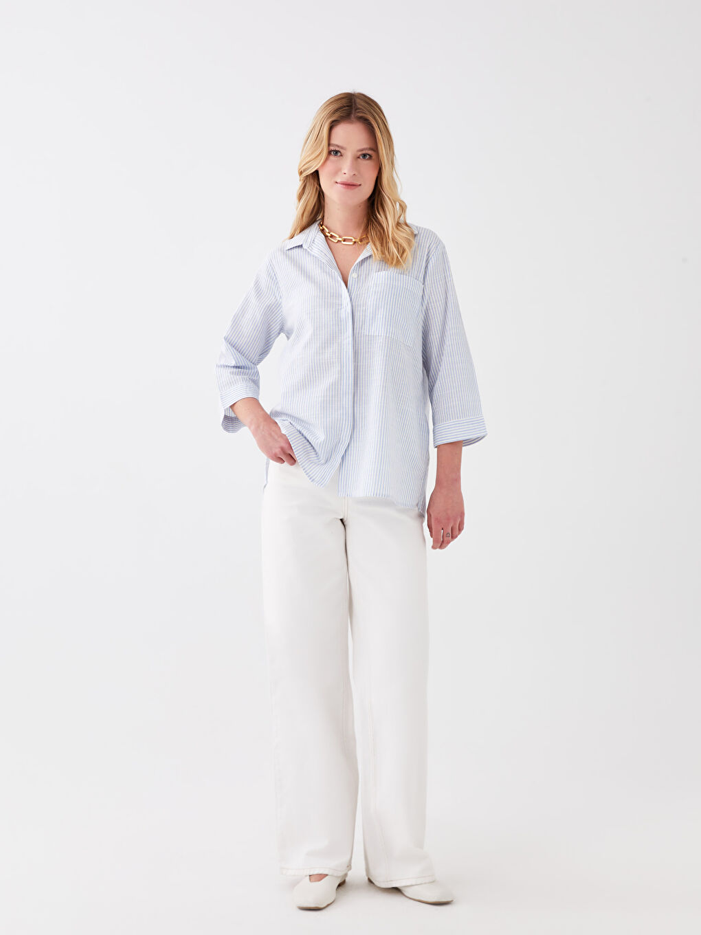 LCWAIKIKI Classic Gestreiftes Hemd für Damen -S3AN67Z8-LEN
