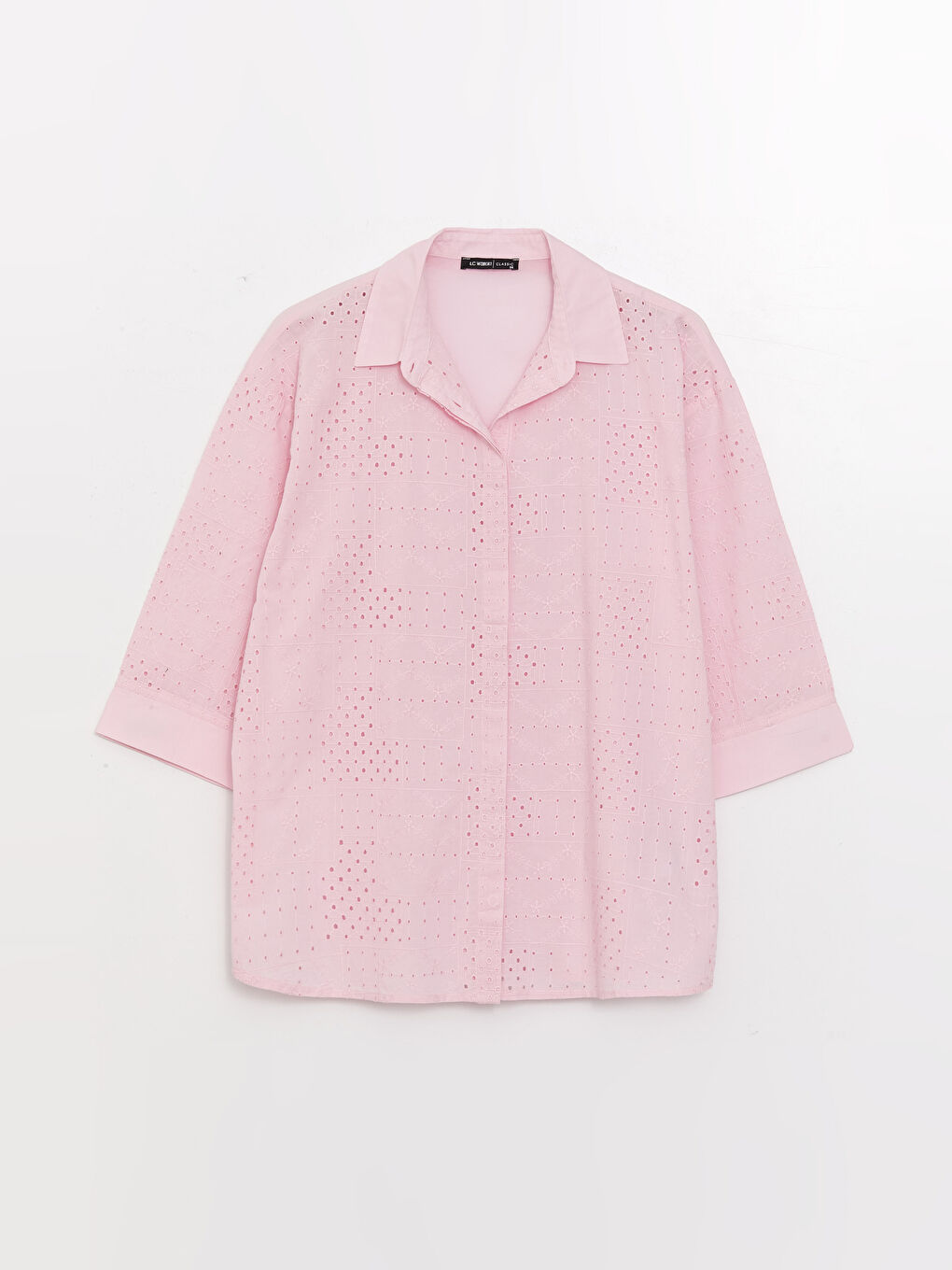 LCWAIKIKI Classic Self Patterned Oversize Broderie Women's Shirt -S3AN69Z8-FGV