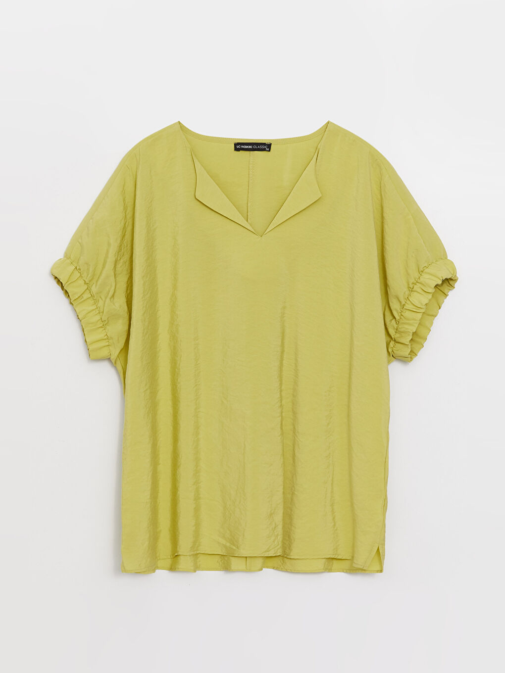 LCWAIKIKI Classic Notch Neck Plain Short Sleeve Women's Blouse -S3AN71Z8-JJT