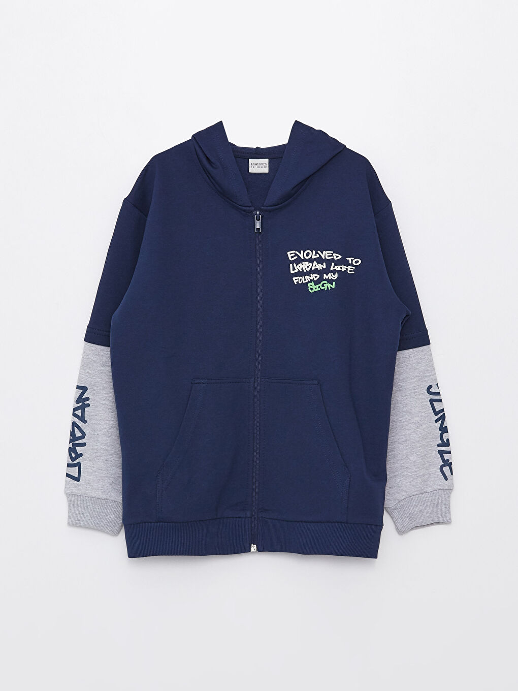 LCW Kids Relaxed Fit Hooded Boys' Zippered Sweatshirt -S3AN73Z4-R40