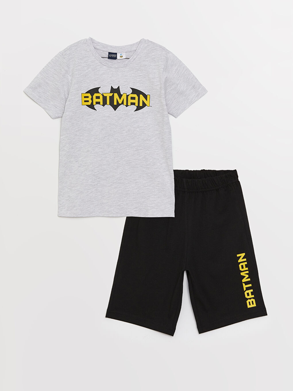 Crew Neck Batman Printed Short Sleeve Boys Shorts Pyjamas Set