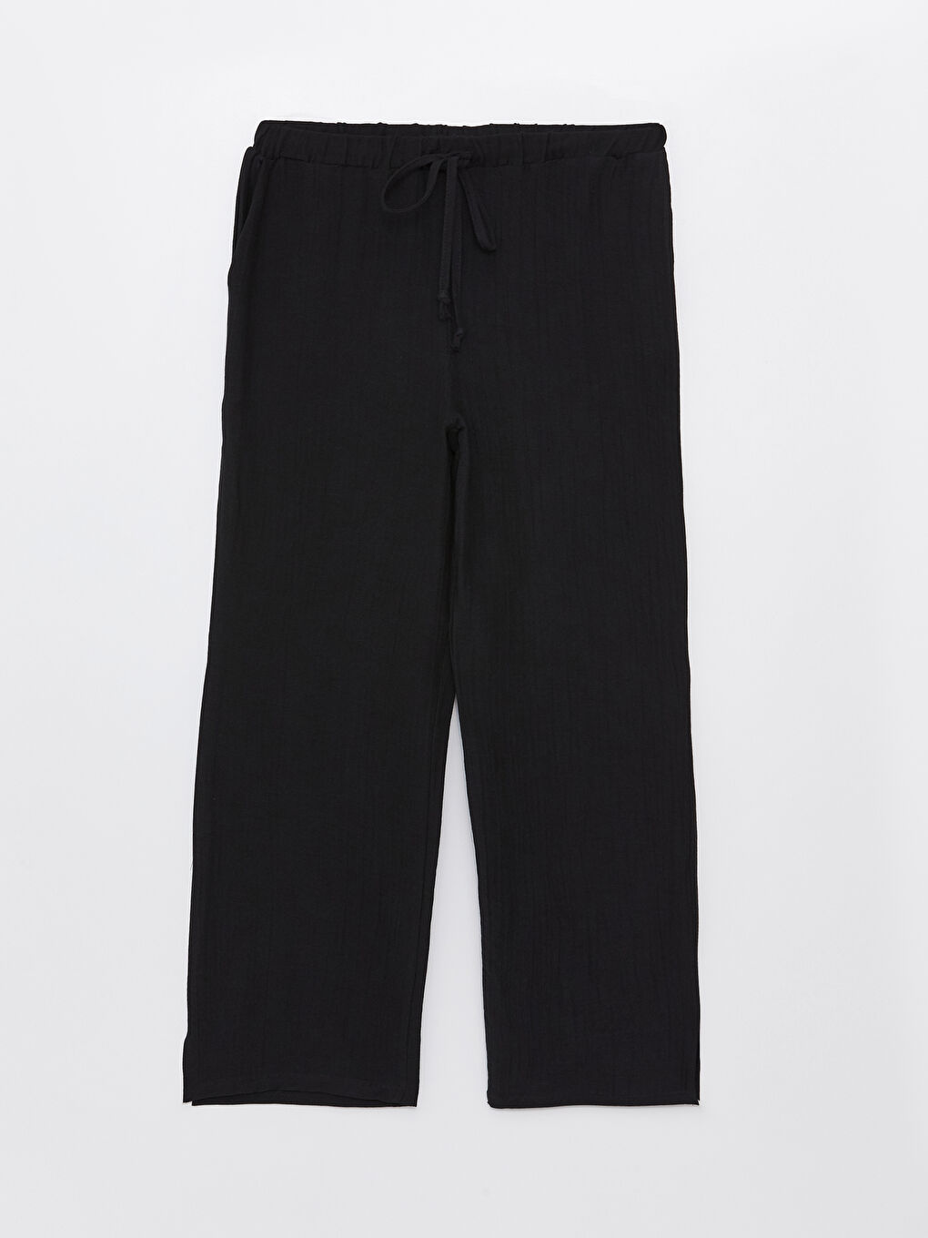 Pantalon Uni en Mousseline à Taille Élastiquée pour Femmes-9