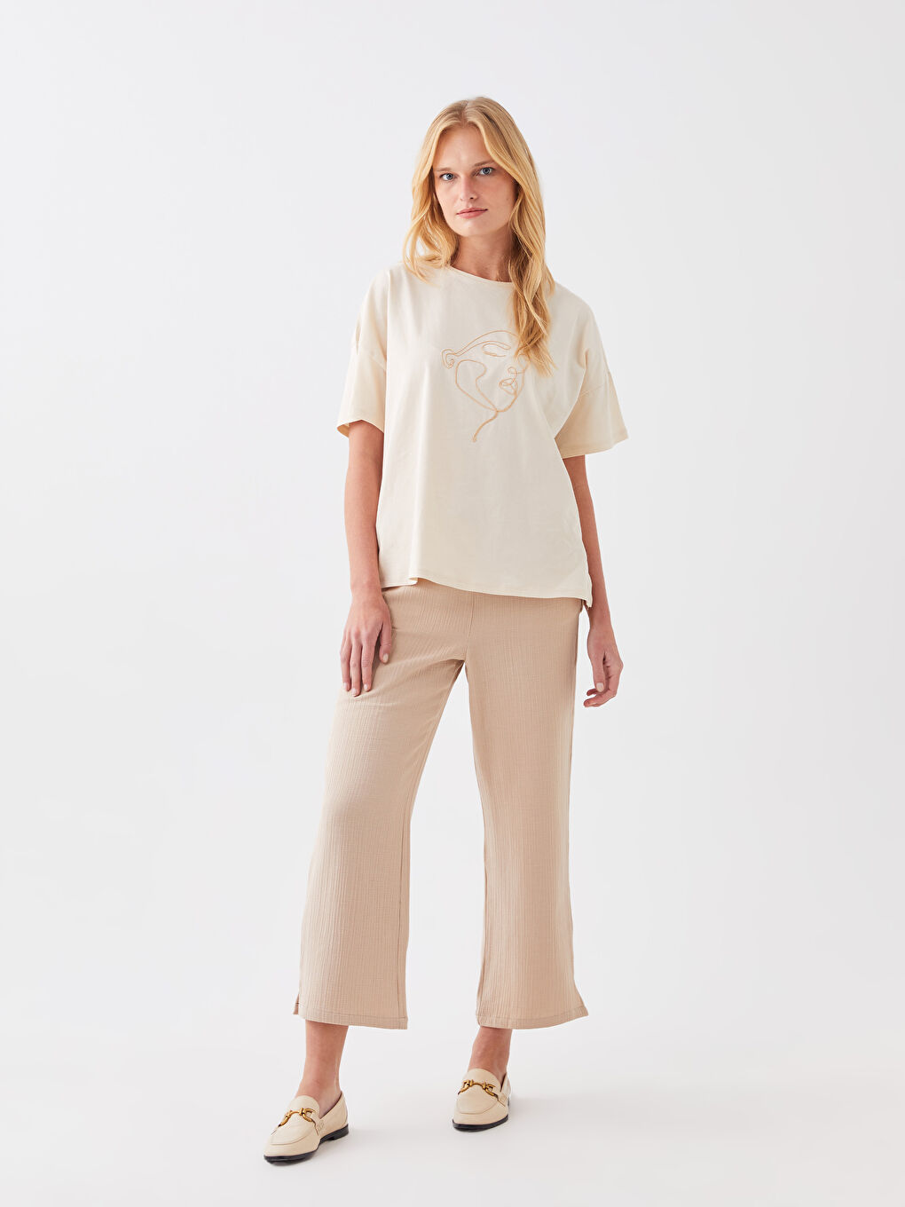 Elasticated Waist Plain Muslin Women's Trousers