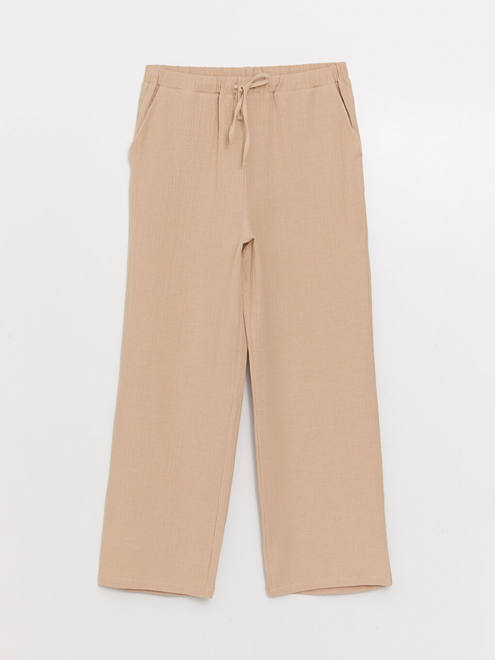 Elasticated Waist Plain Muslin Women's Trousers-5