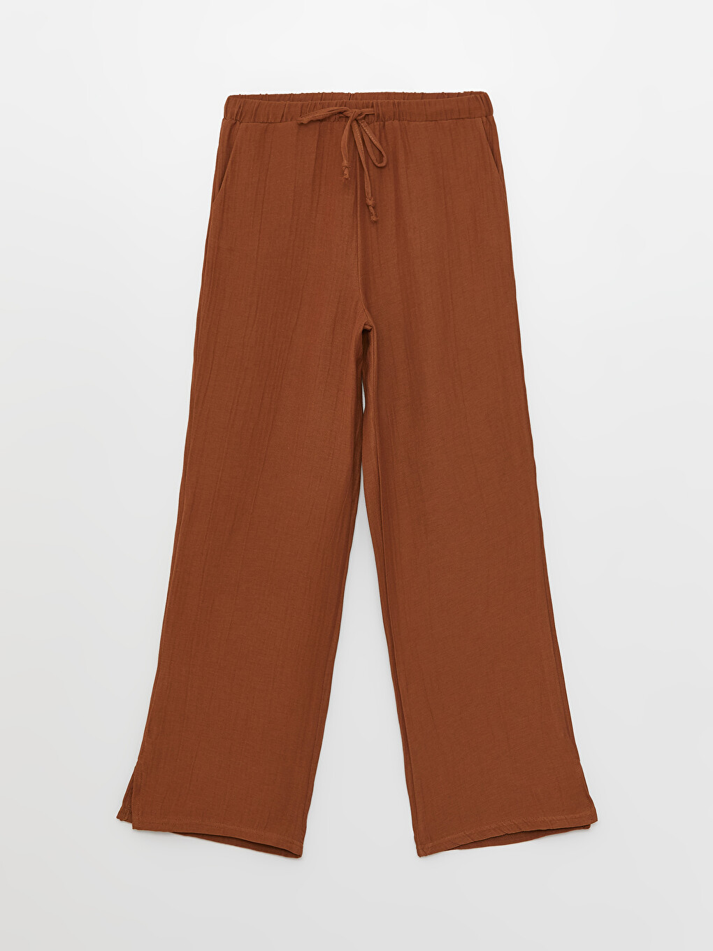 Elastic Waist Plain Muslin Women's Trousers-10