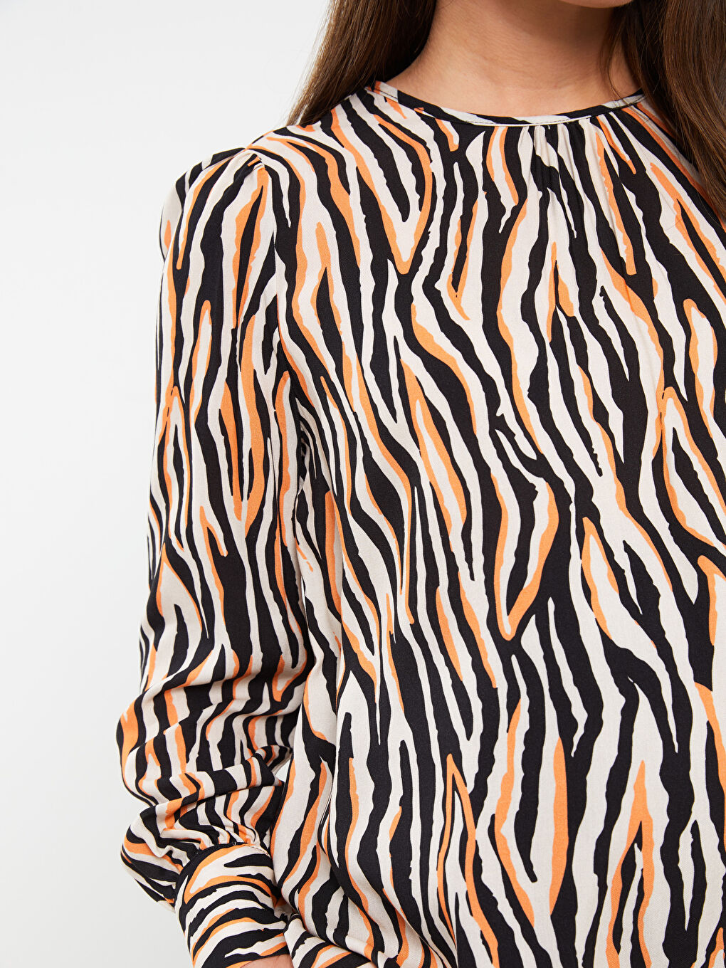 Crew Neck Patterned Long Sleeve Maternity Blouse -S3AN92Z8-LQY